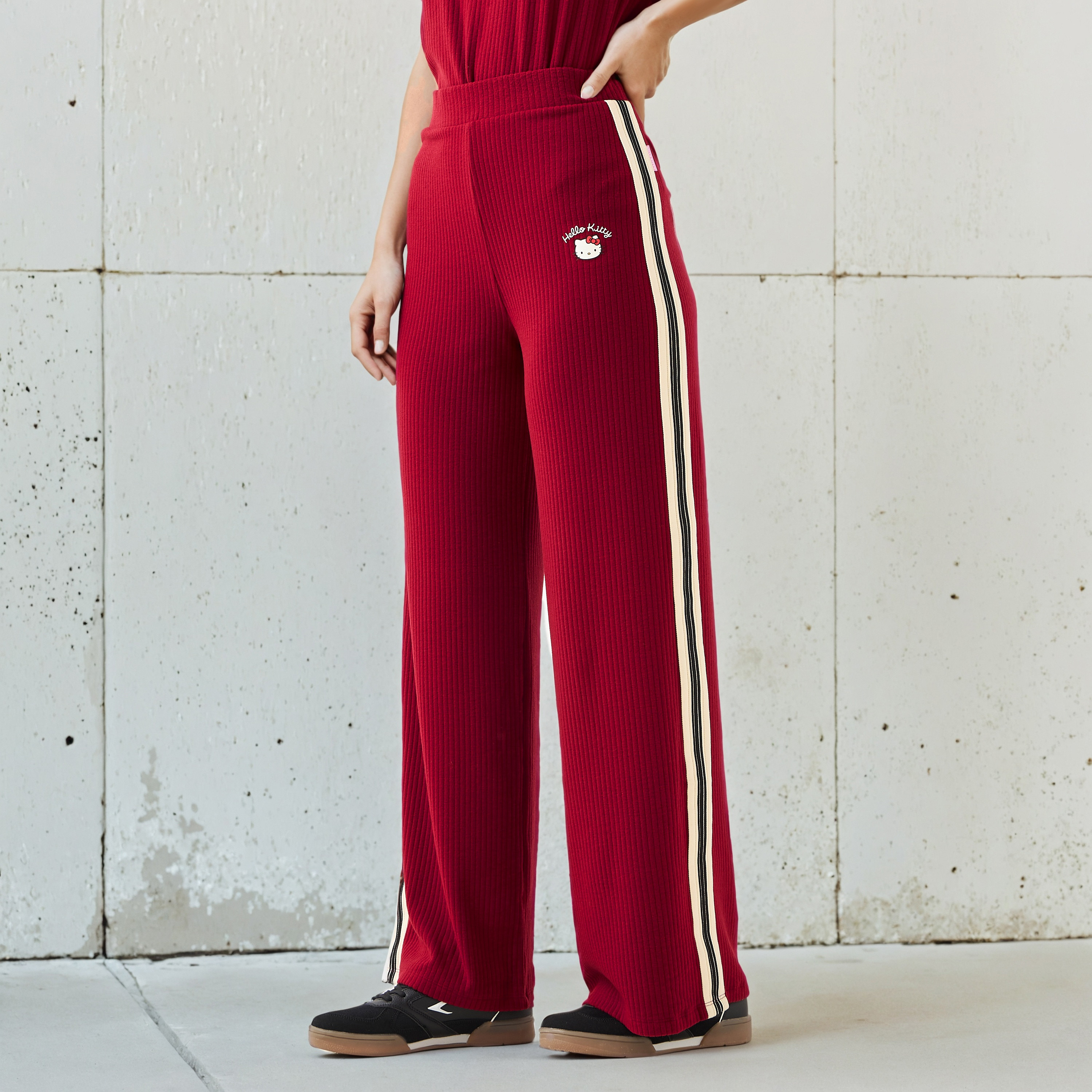 Hello Kitty Print Mid-Rise Track Pants-women-clothing-bottoms-trousers-image-1