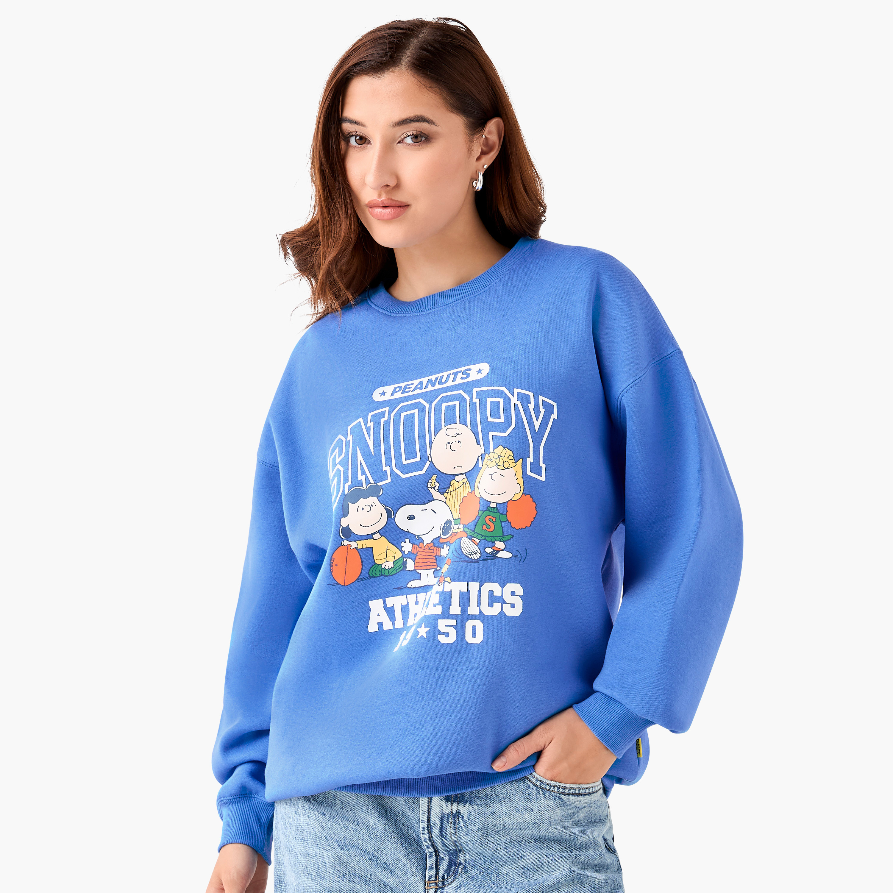 Snoopy Sweatshirt with Drop Shoulder-women-winterwear-hoodiesandsweatshirts-sweatshirts-image-1