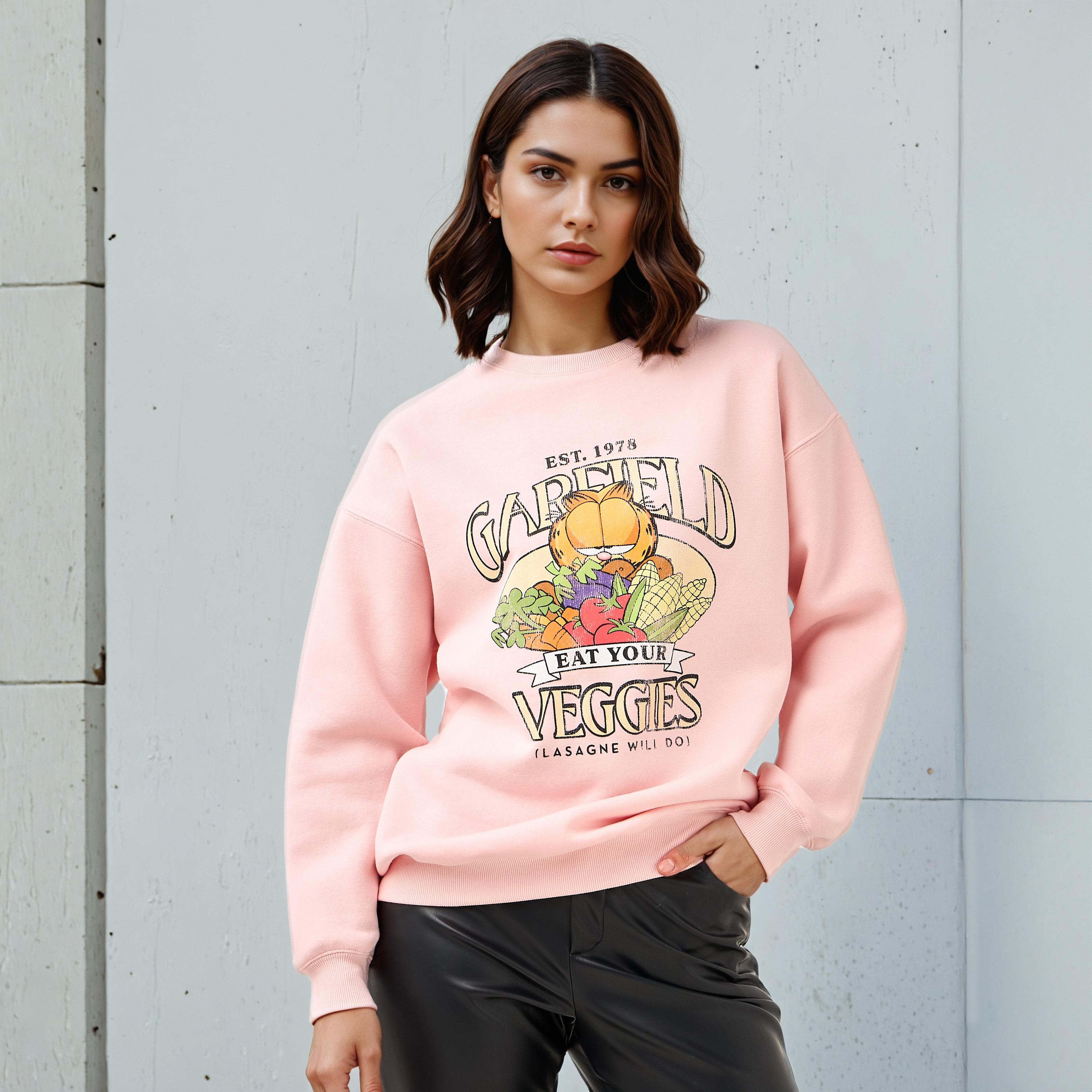 سويت شيرت بياقة ضيقة وطبعات جارفيلد-women-clothing-hoodiesandsweatshirts-sweatshirts-image-1