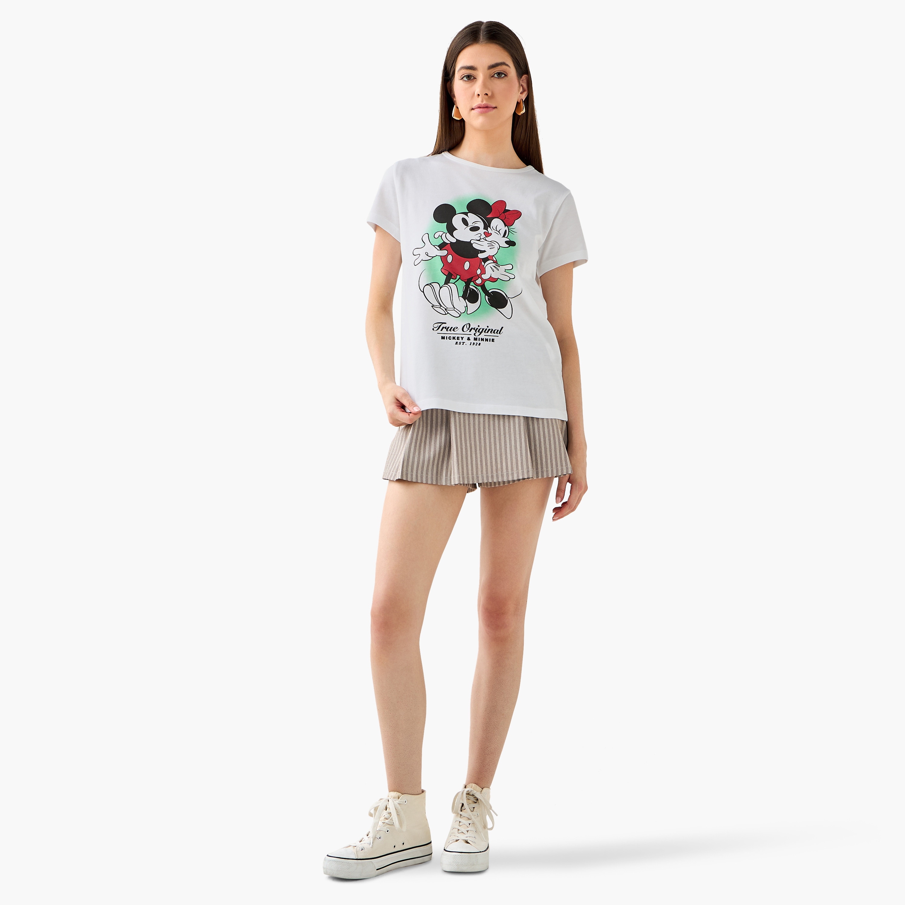 تيشيرت قطن بطبعات ميكي وميني ماوس-women-clothing-tshirts-image-2