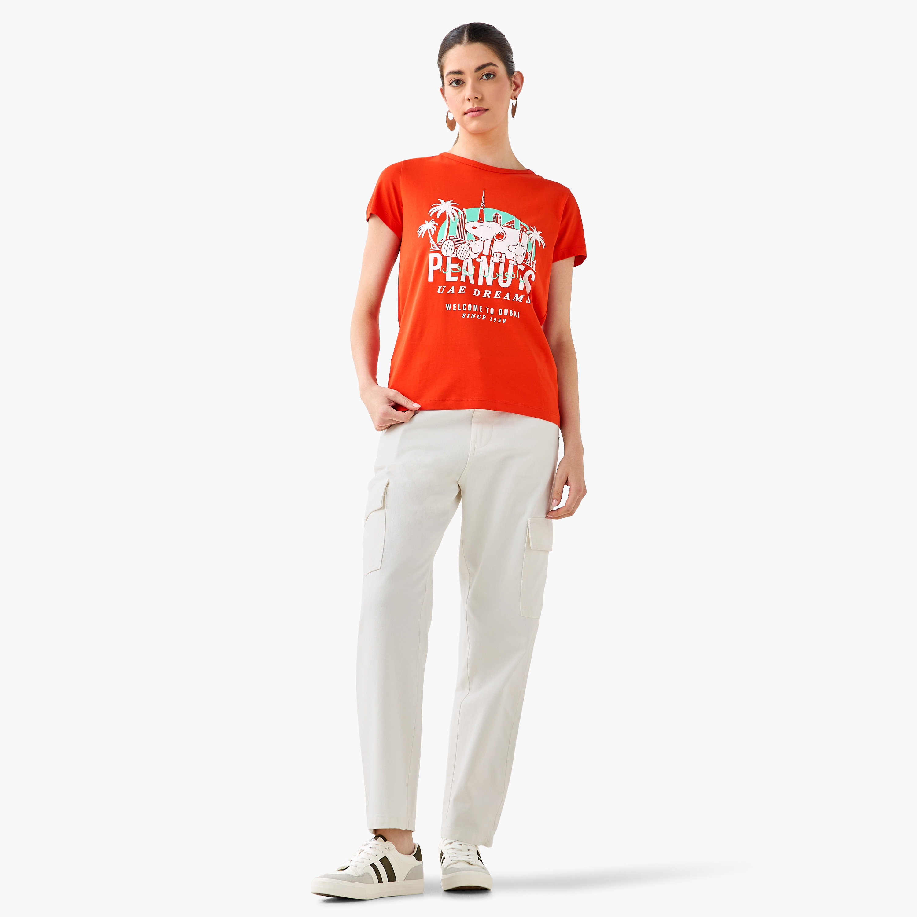 Peanuts Cotton T-shirt with UAE National Day Print-women-clothing-tshirts-image-2