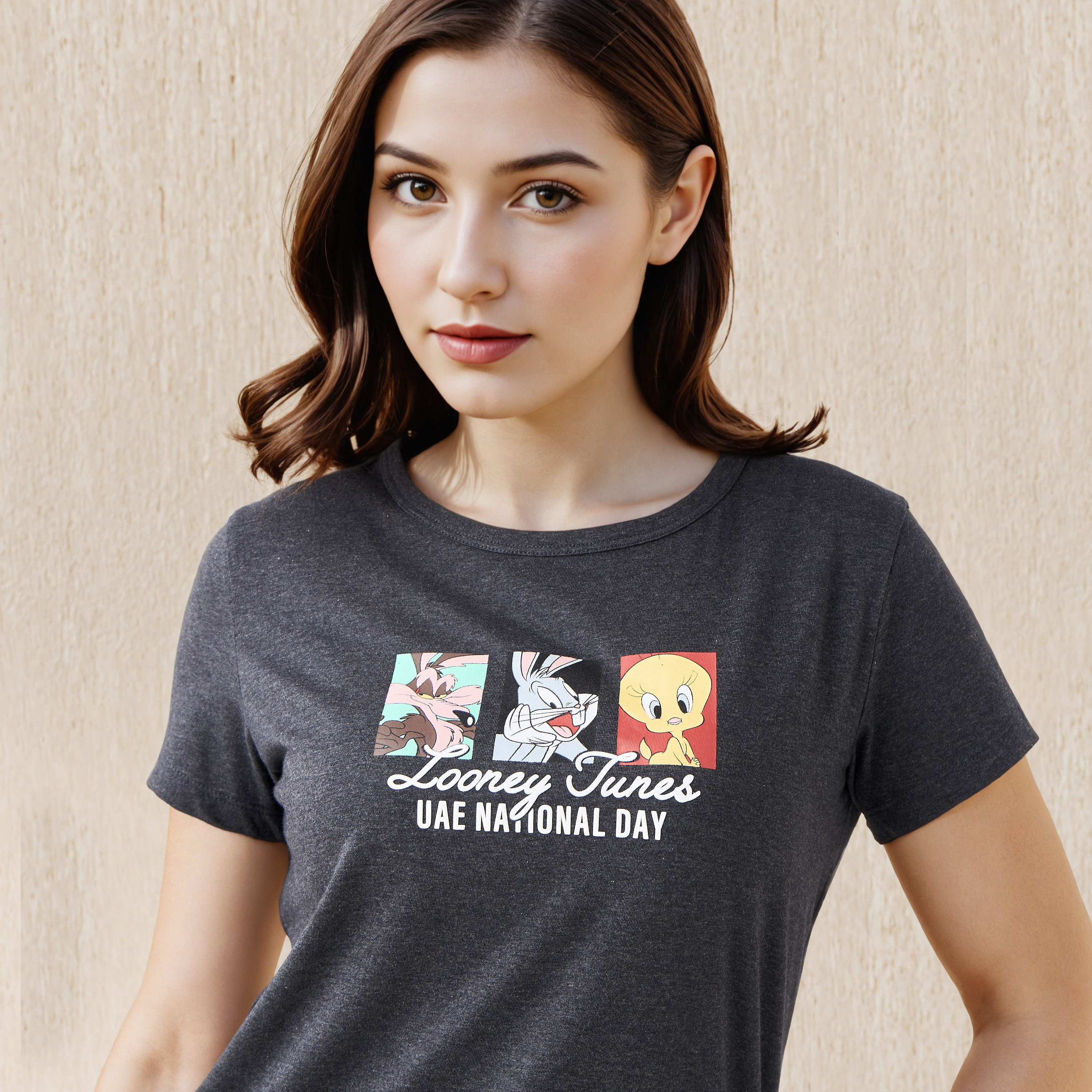 تيشيرت قطن بطبعة اليوم الوطني الإماراتي من لوني تونز-women-clothing-tshirts-image-4