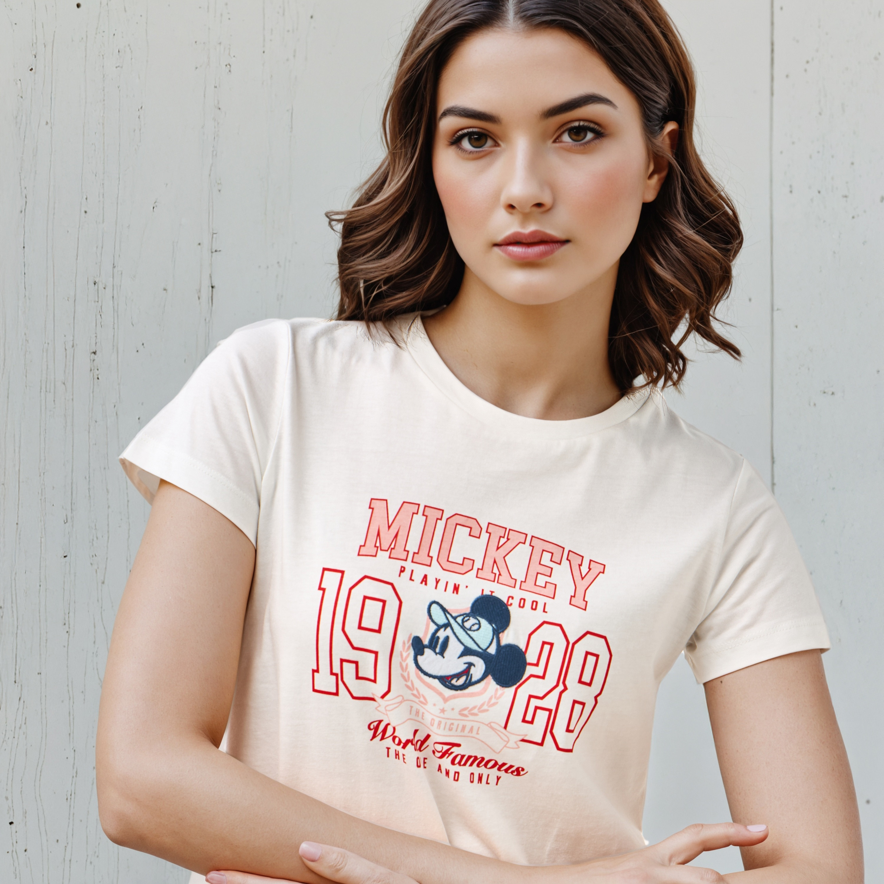 تيشيرت بياقة ضيقة وطبعات ميكي ماوس-women-clothing-tshirts-image-4