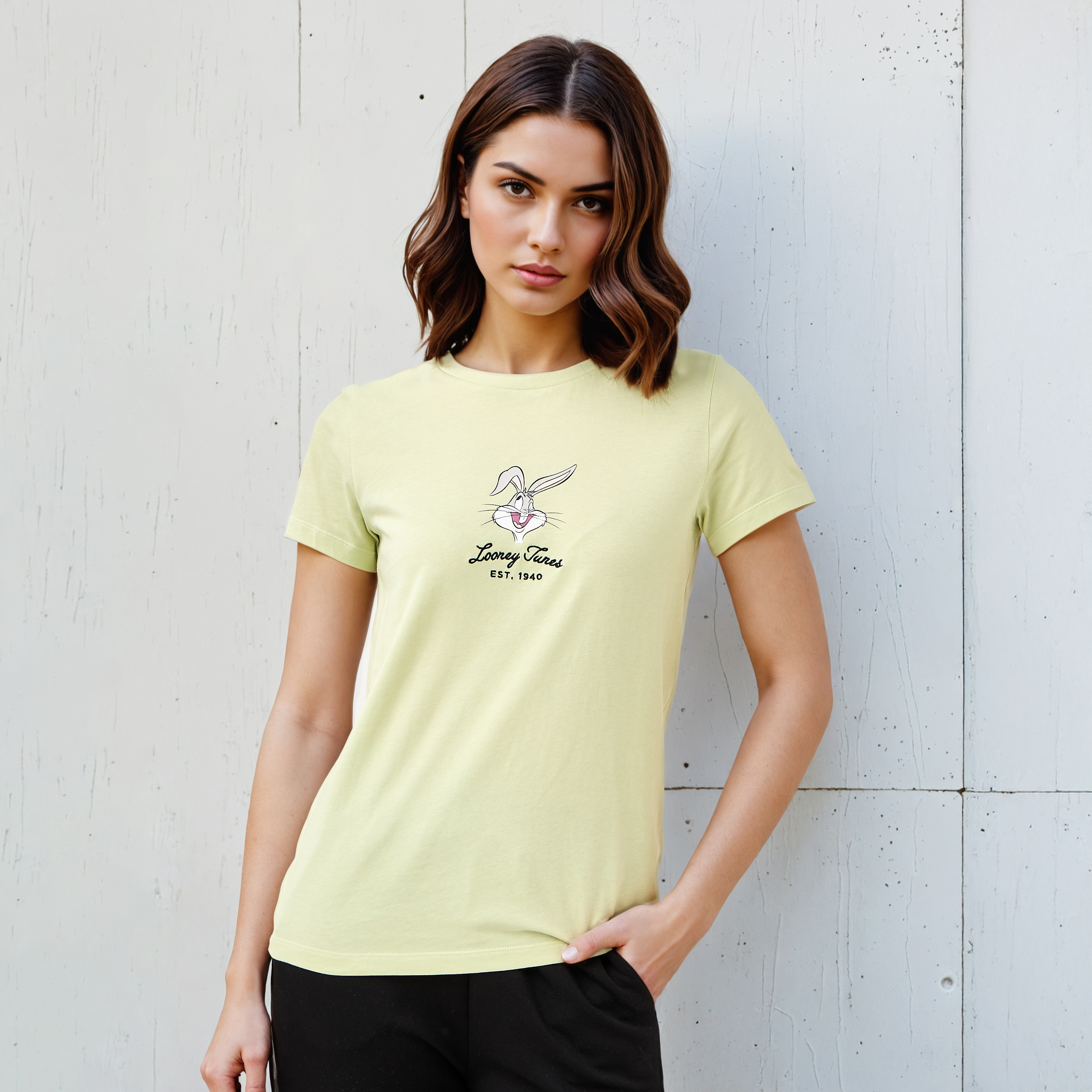 Looney Tunes Print Crew Neck T-shirt-women-clothing-tshirts-image-1