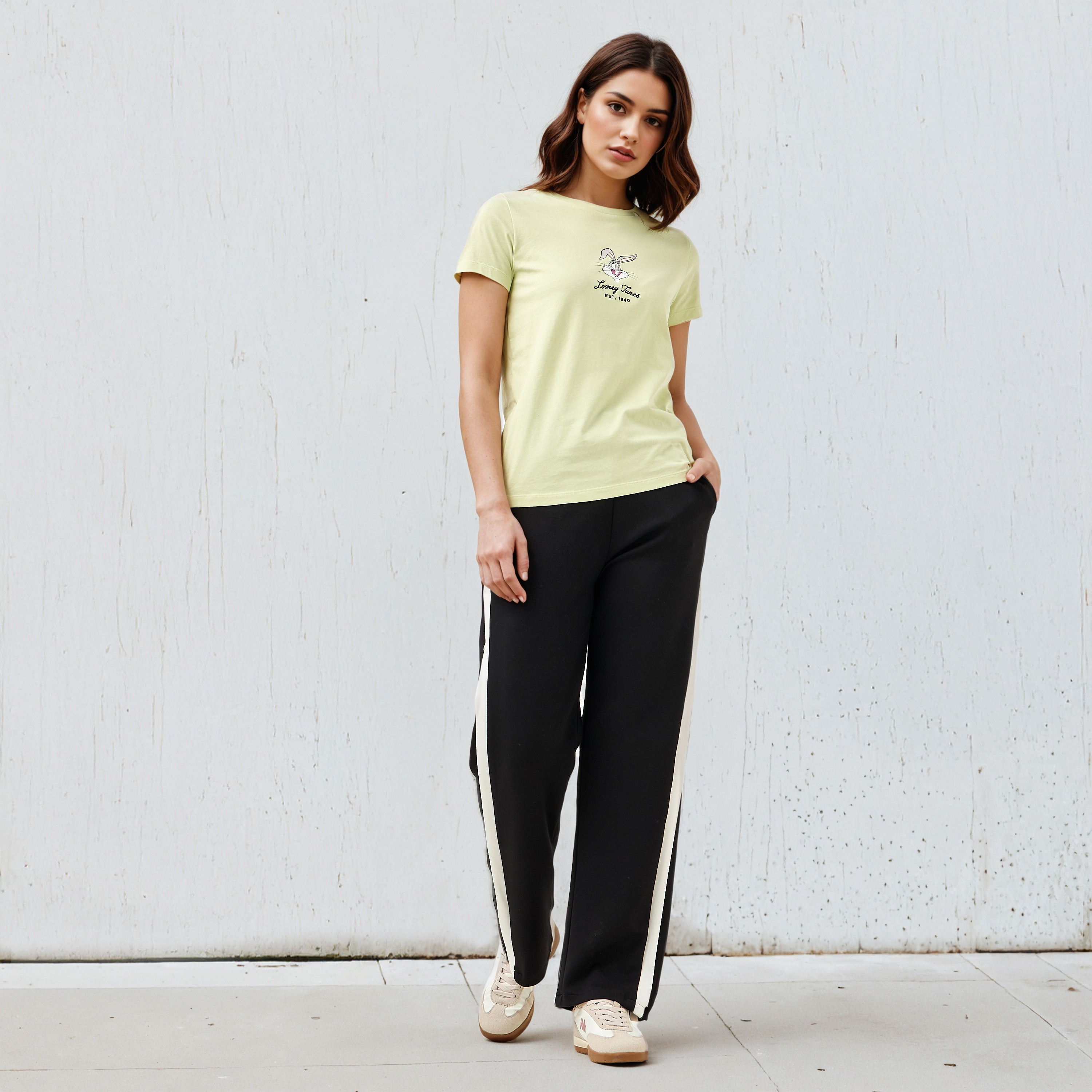 Looney Tunes Print Crew Neck T-shirt-women-clothing-tshirts-image-2