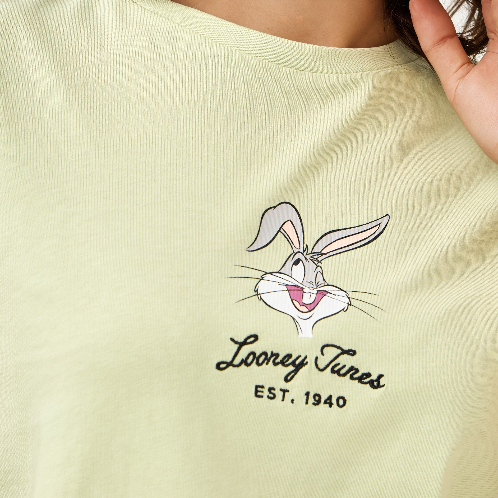Looney Tunes Print Crew Neck T-shirt-women-clothing-tshirts-image-5