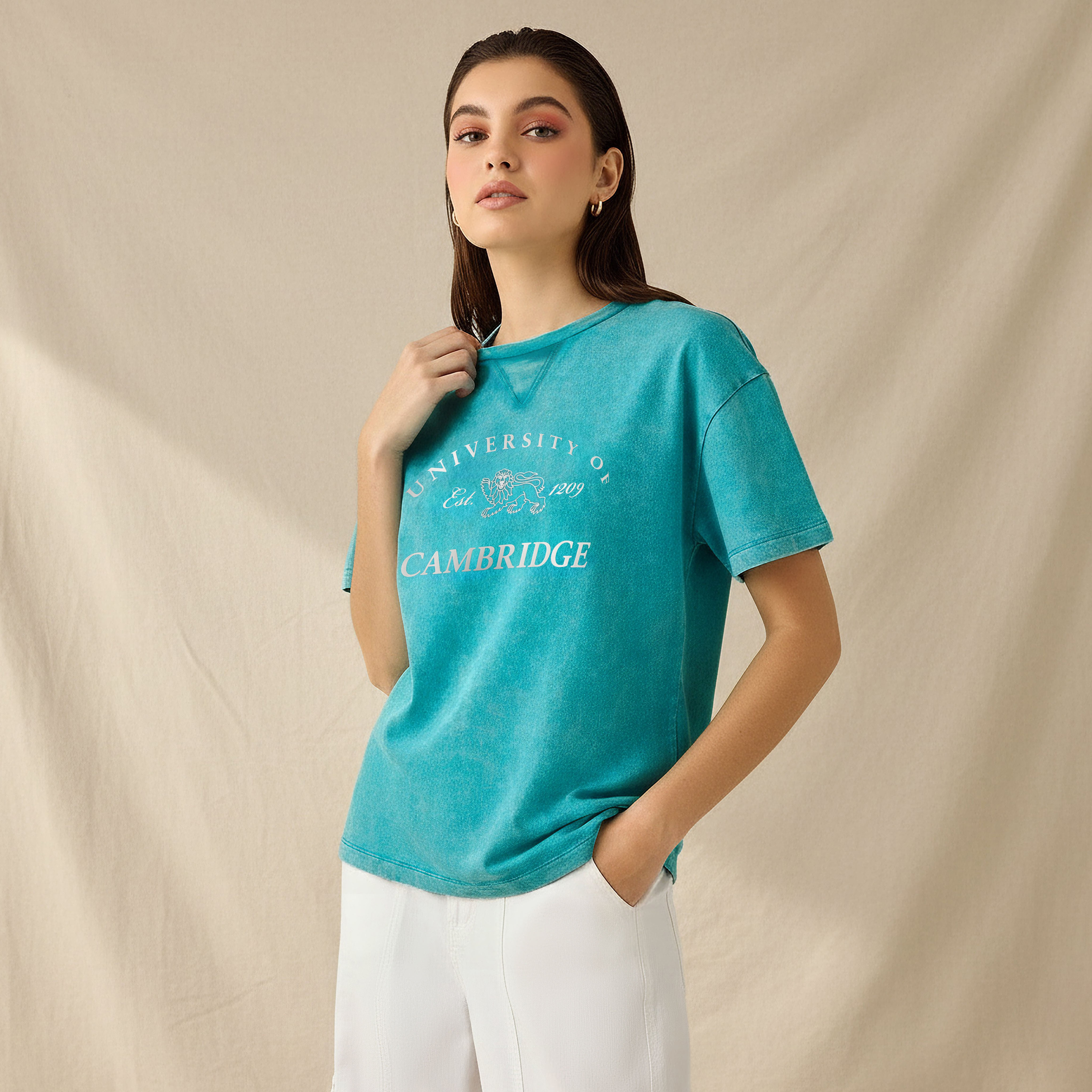 Cambridge University Oversized Cotton Washed T-shirt-women-clothing-tshirts-image-1
