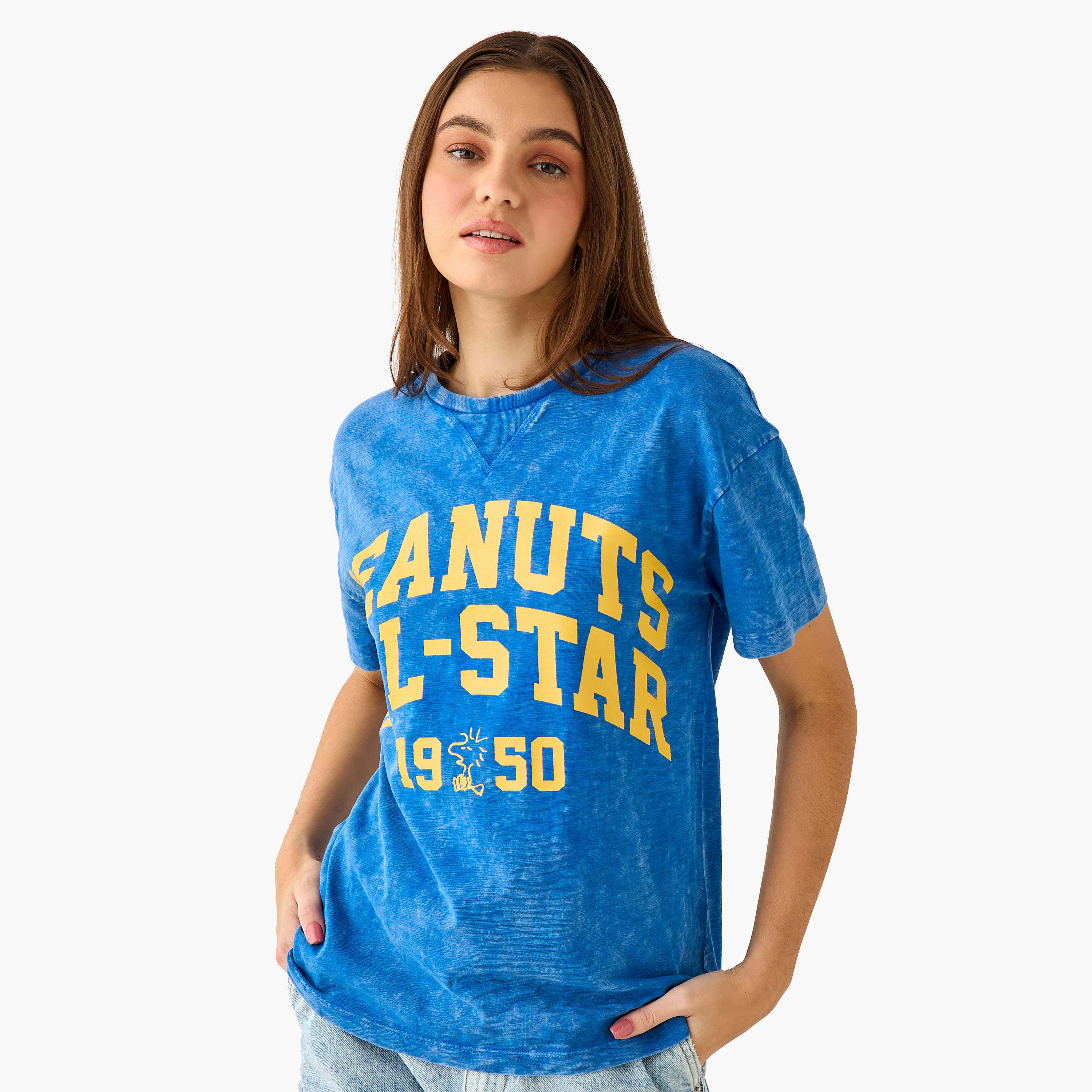 Snoopy Relaxed Fit Cotton Washed T-shirt -women-clothing-tshirts-image-3