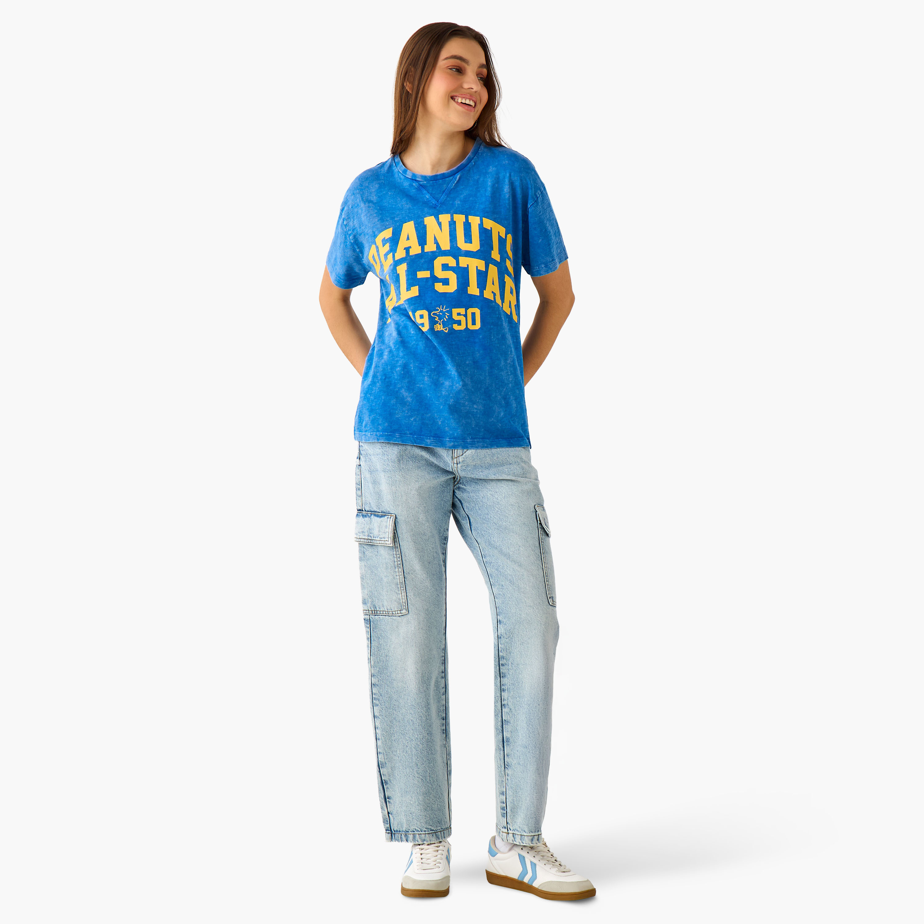 Snoopy Relaxed Fit Cotton Washed T-shirt -women-clothing-tshirts-image-4