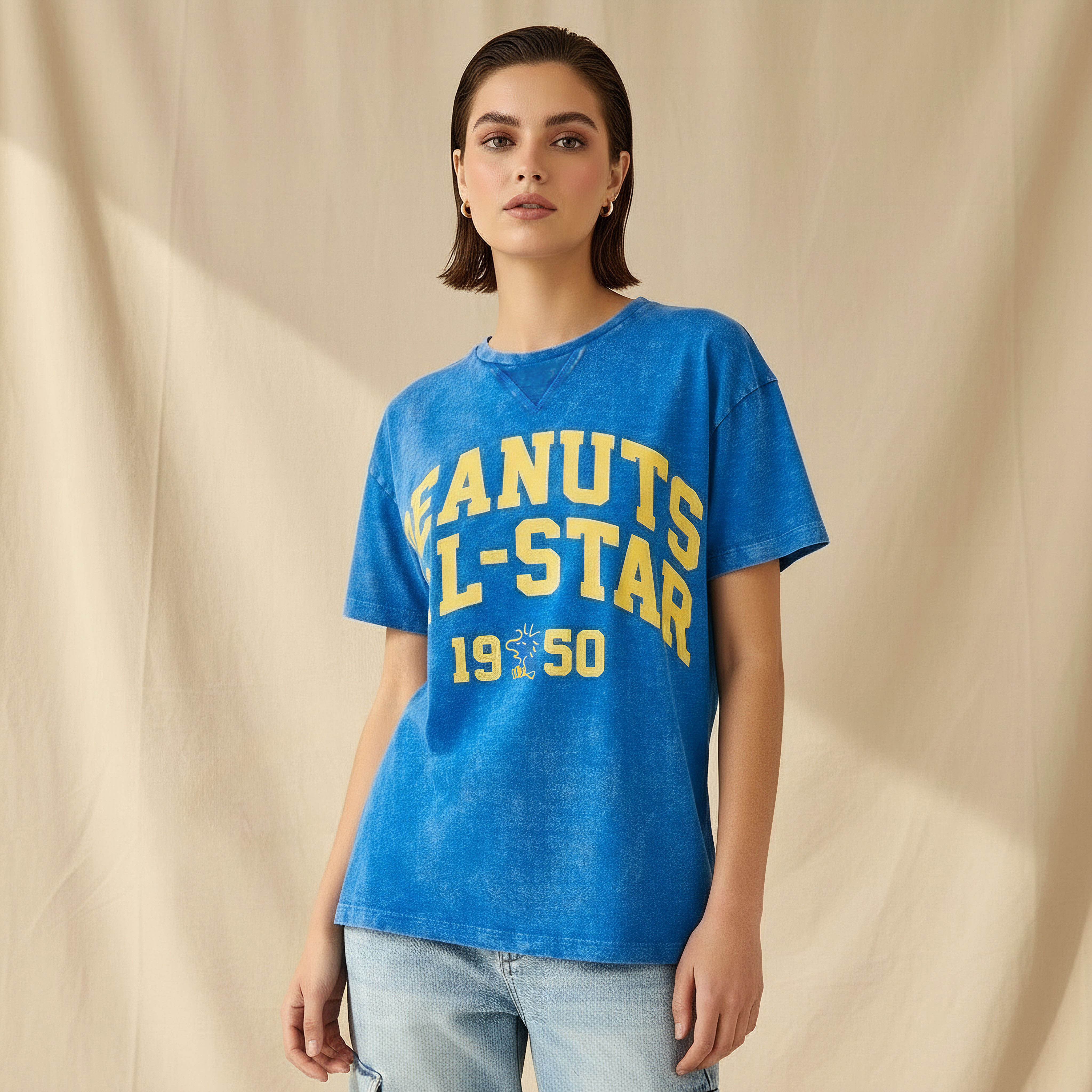 Snoopy Relaxed Fit Cotton Washed T-shirt -women-clothing-tshirts-image-2