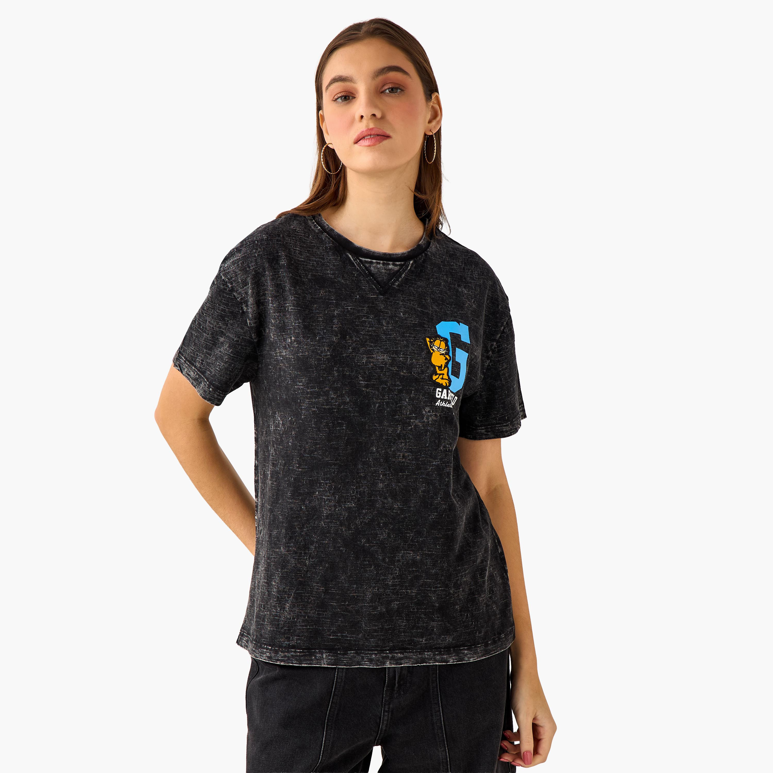Garfield Relaxed Fit Cotton Washed T-shirt-women-clothing-tshirts-image-2