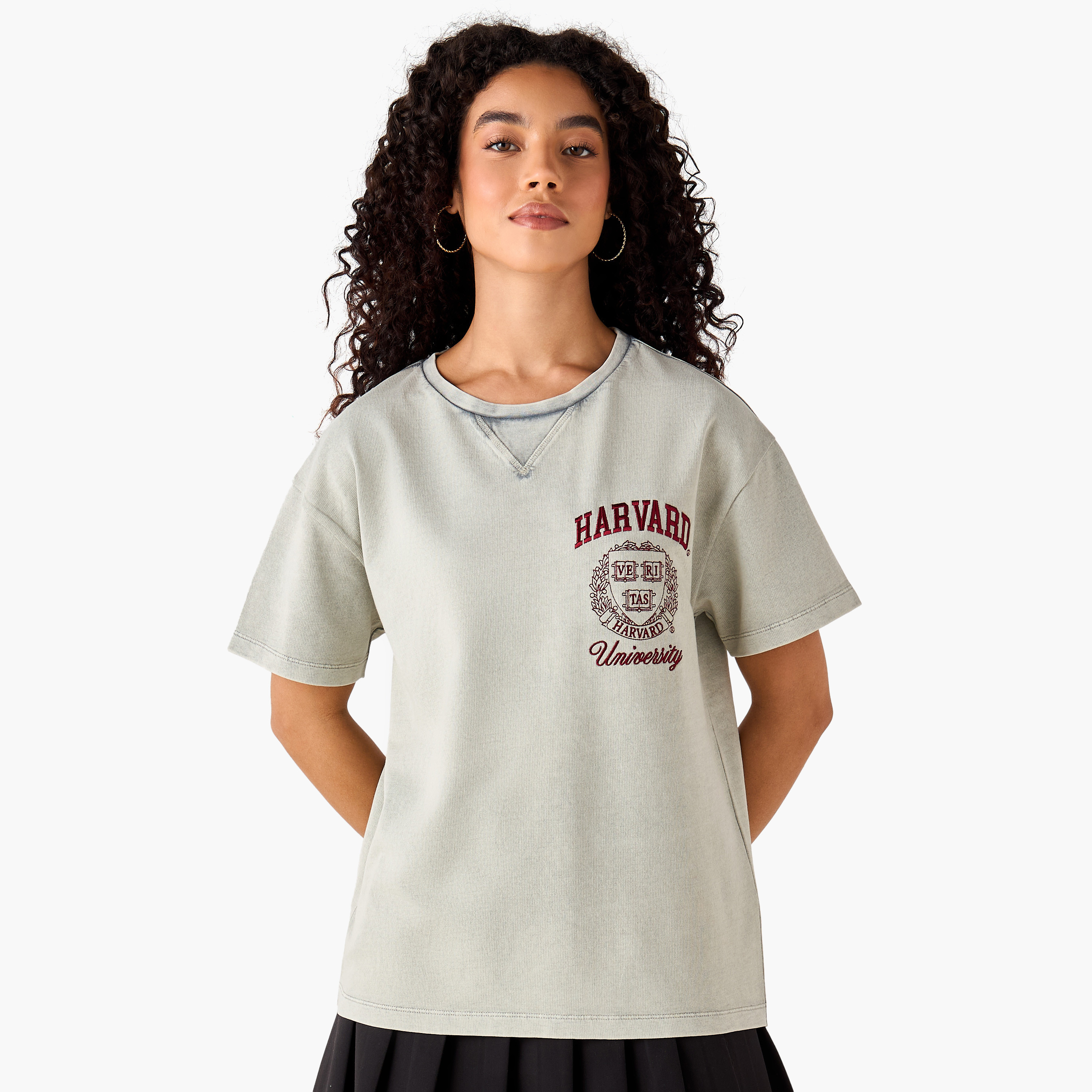 Harvard University Oversized Cotton Washed T-shirt-women-clothing-tshirts-image-2