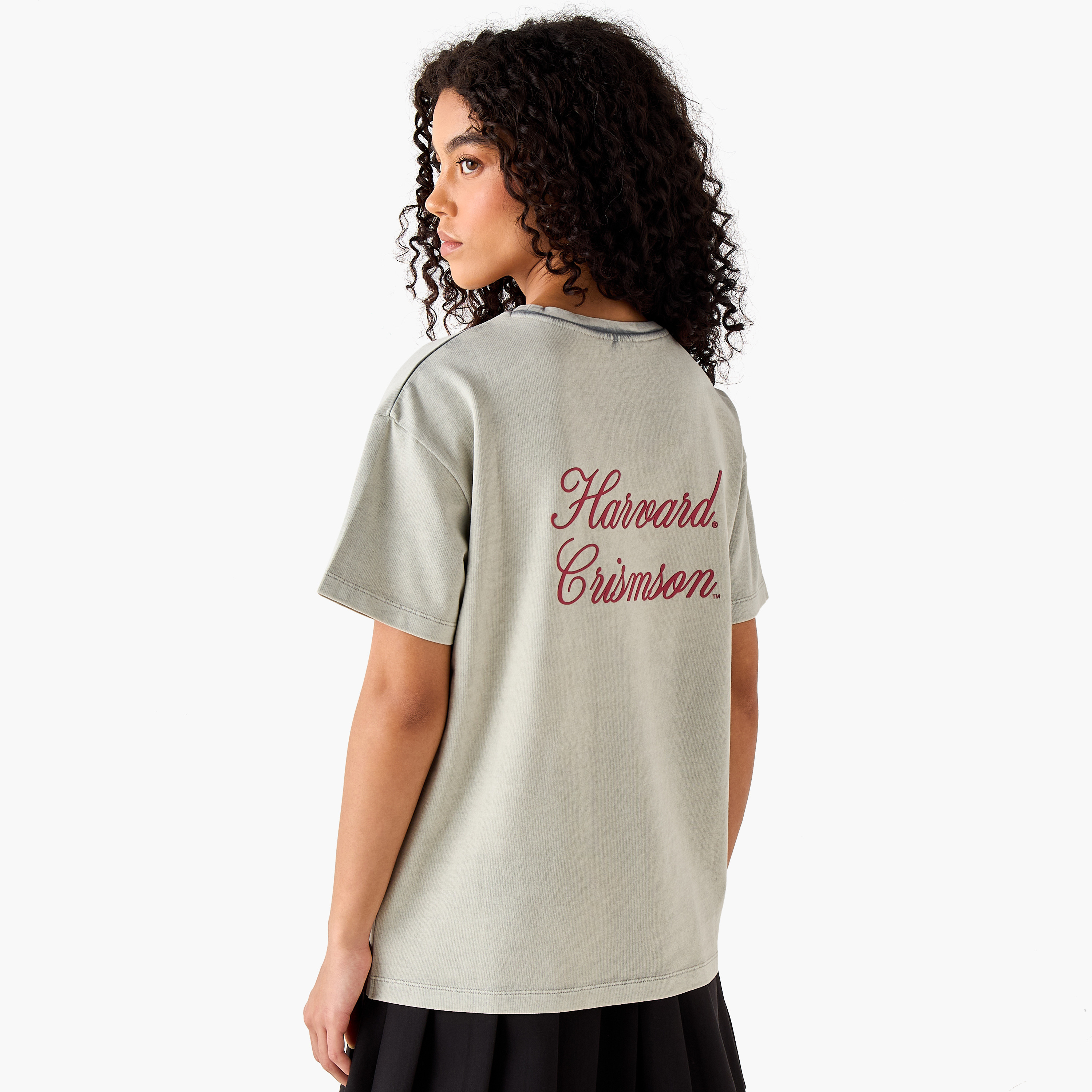 Harvard University Oversized Cotton Washed T-shirt-women-clothing-tshirts-image-4