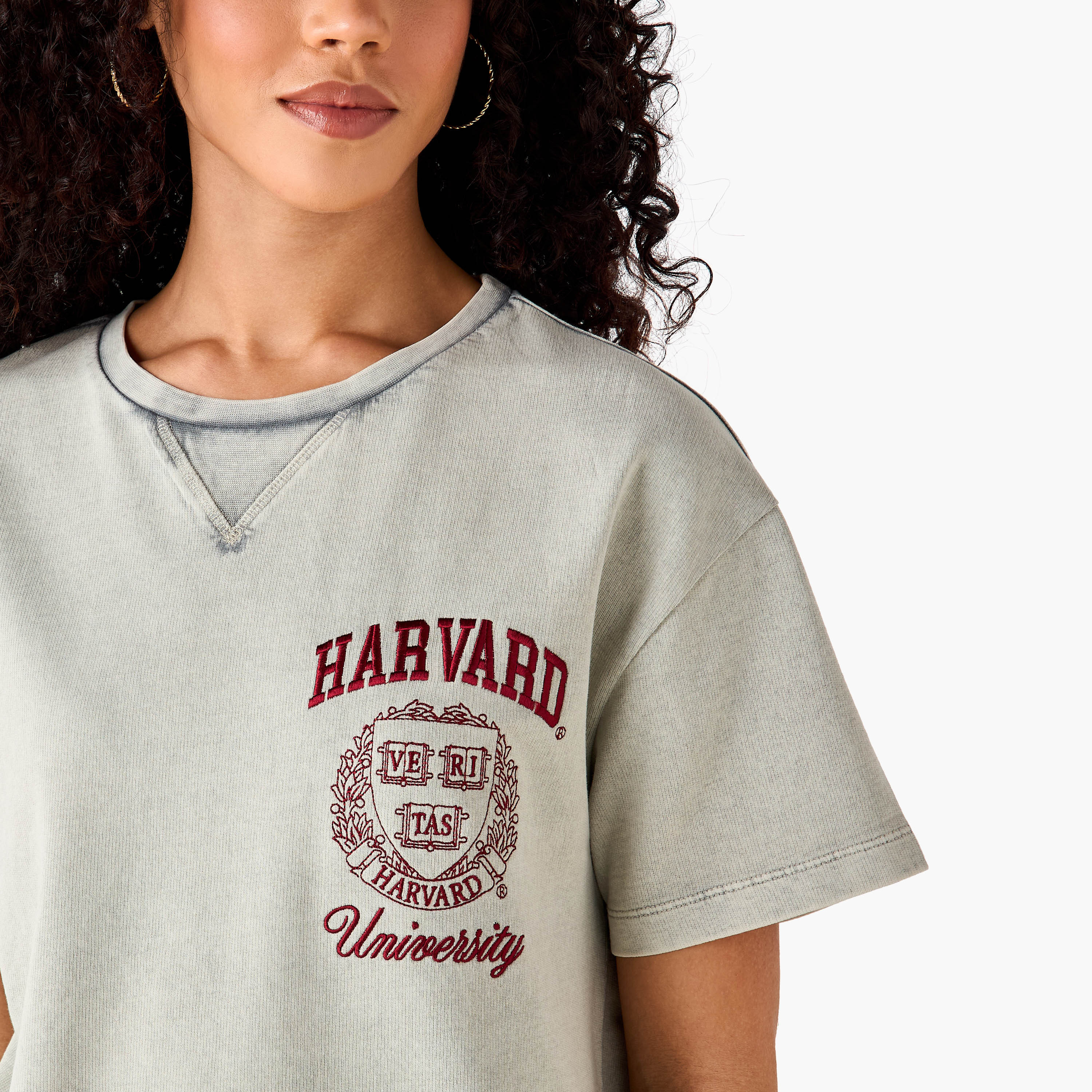 Harvard University Oversized Cotton Washed T-shirt-women-clothing-tshirts-image-6
