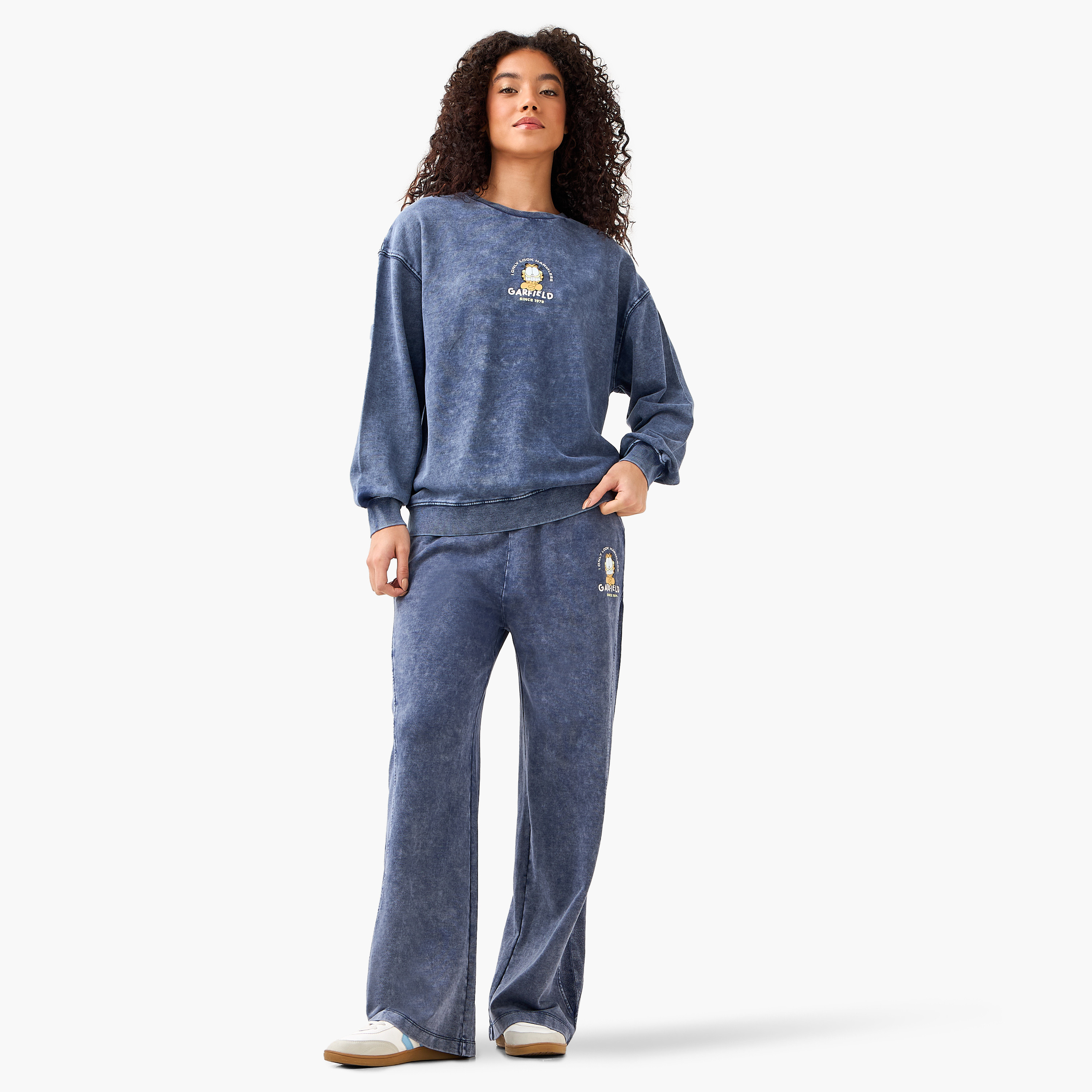 Garfield Wide Leg Comfort Waist Cotton Pants-women-clothing-coordsets-image-3