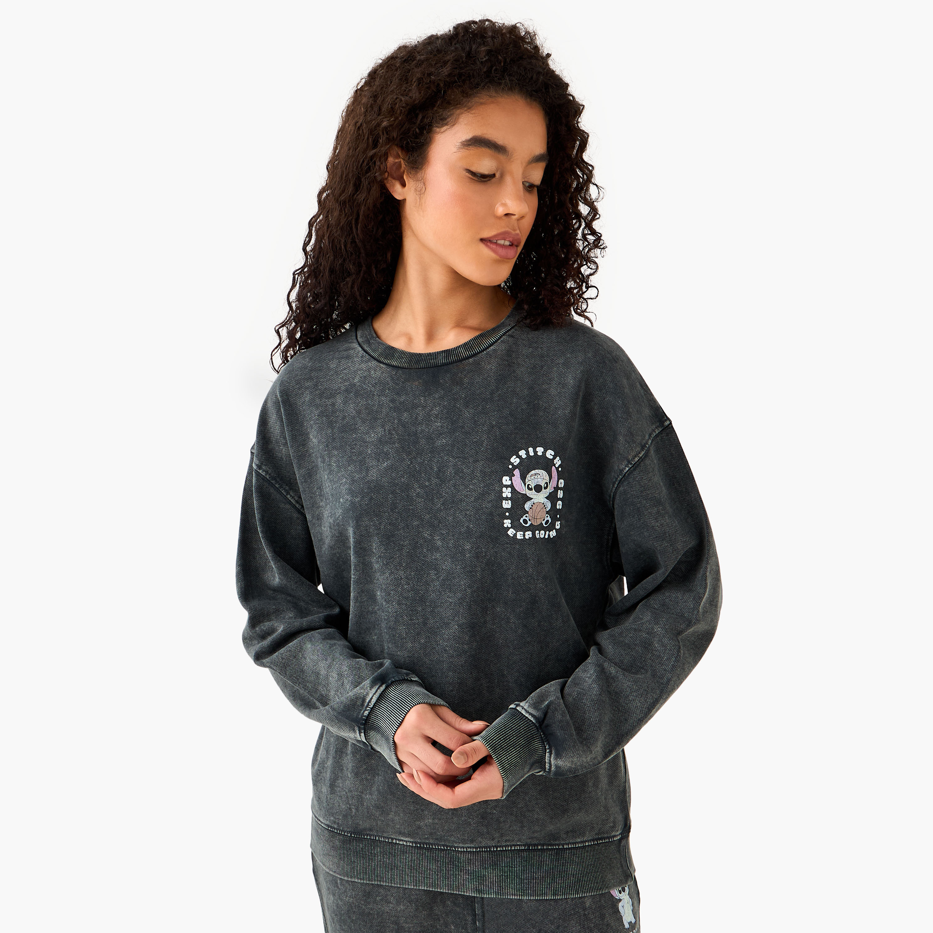 Sweatshirt with Stitch Print Cotton-women-clothing-coordsets-image-2