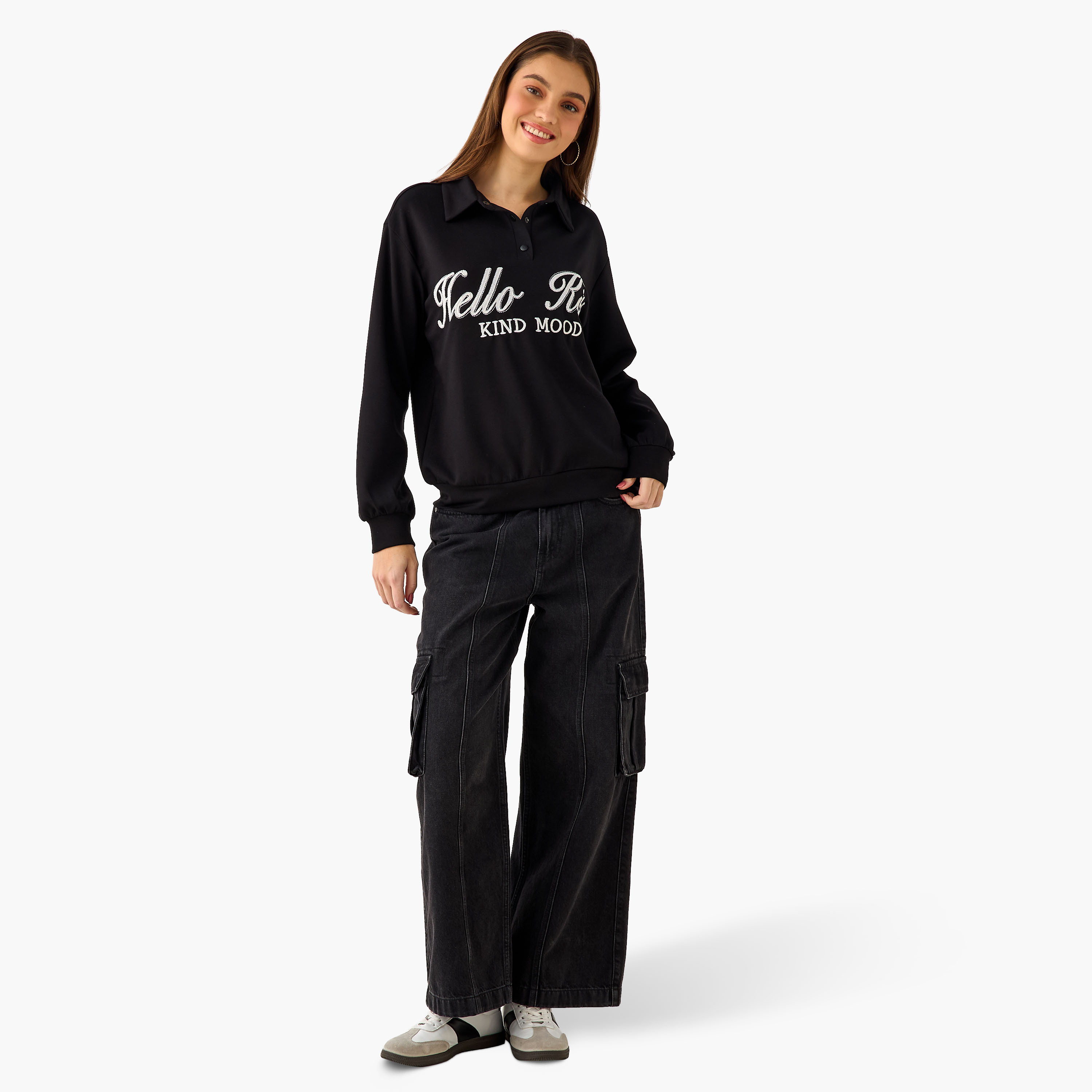 Hello Kitty Sweatshirt with Polo Collar-women-winterwear-hoodiesandsweatshirts-sweatshirts-image-3