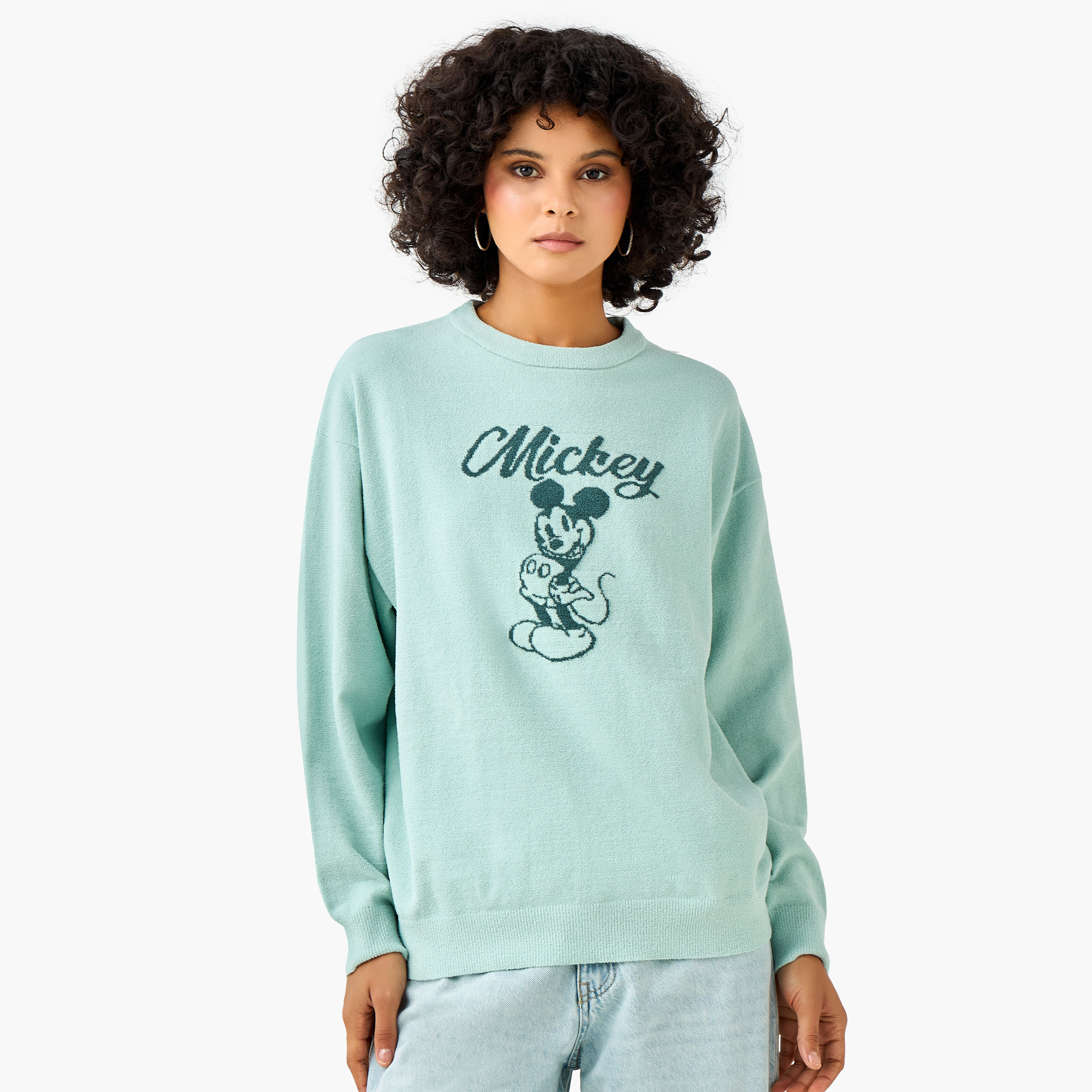 كنزة بياقة ضيقة وتزيينات ميكي ماوس-women-clothing-coordsets-image-5