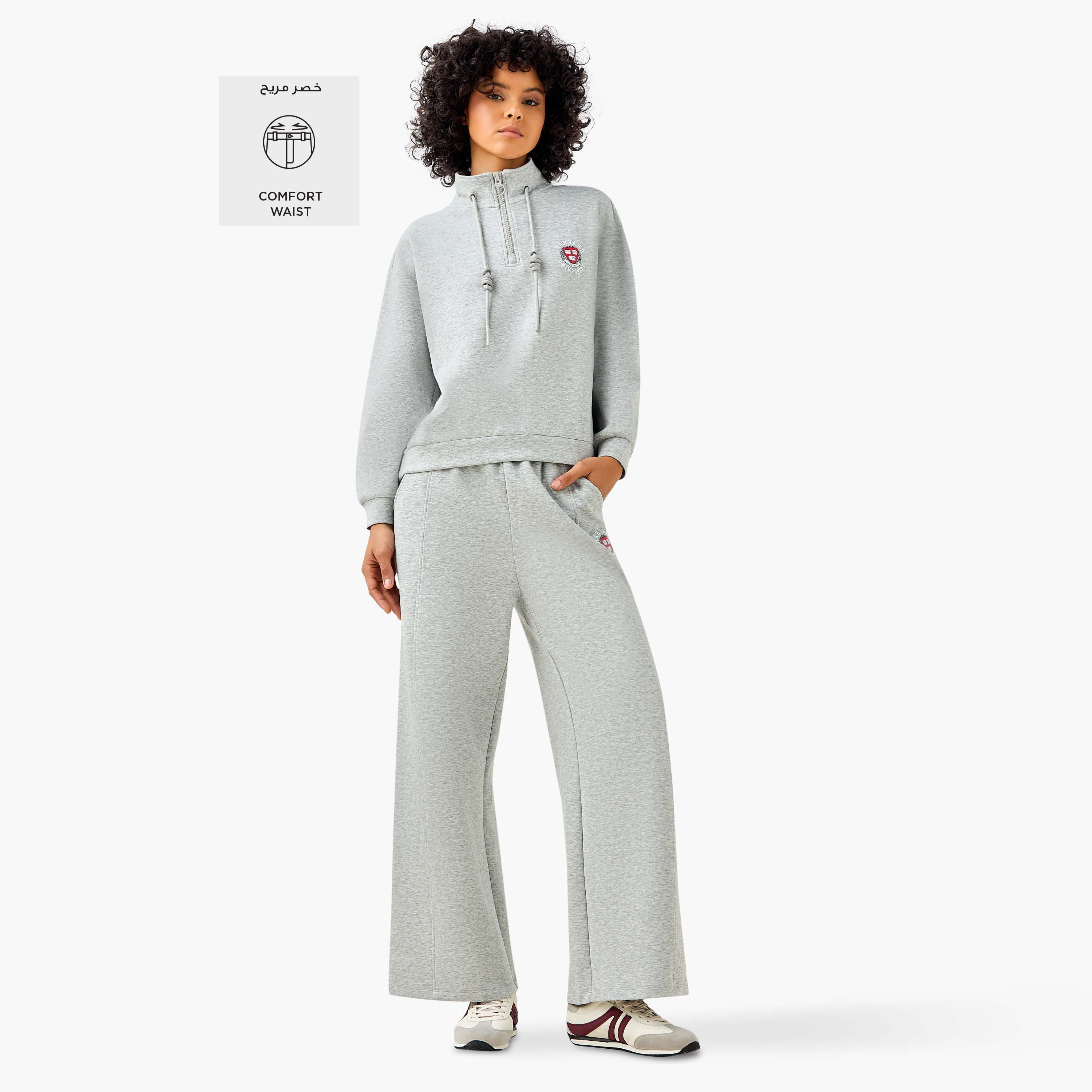 Harvard University Relaxed Fit Comfort Waist Cotton Track Pants-women-clothing-coordsets-image-3