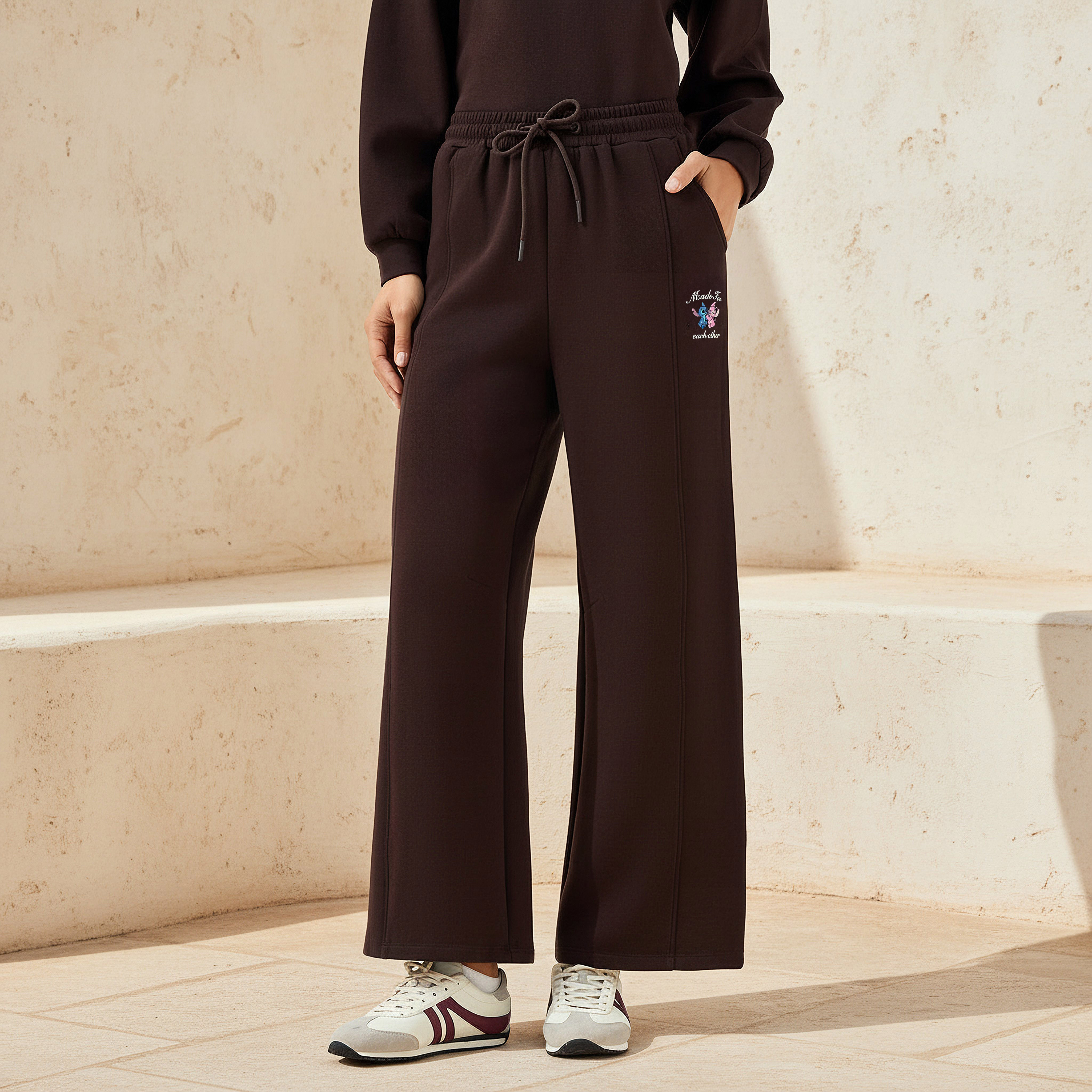 Lilo and Stitch Relaxed Fit Mid-Rise Cotton Wide Leg Pants-women-clothing-bottoms-joggers-image-1