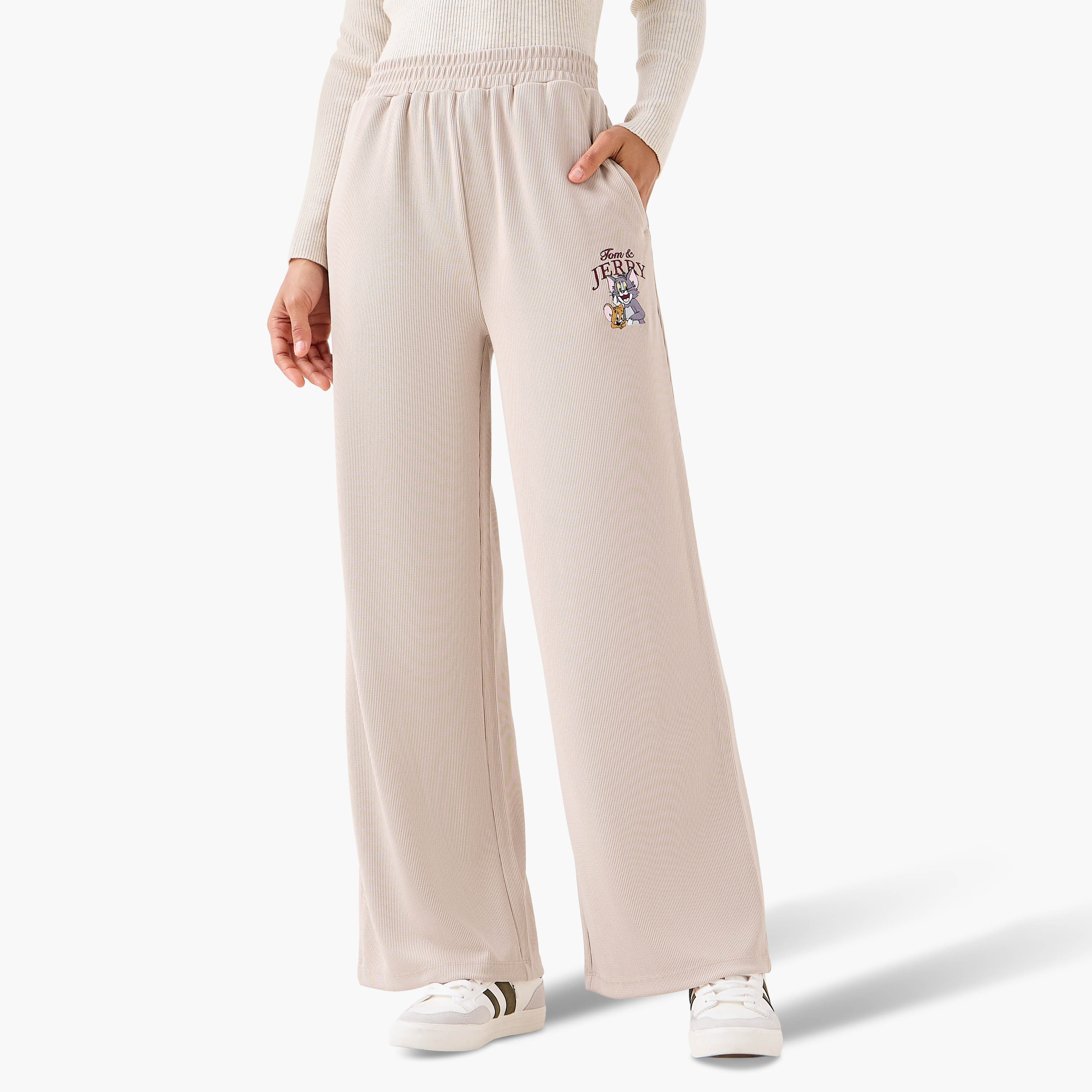 Tom and Jerry Wide Leg Comfort Waist Track Pants-women-clothing-coordsets-image-2