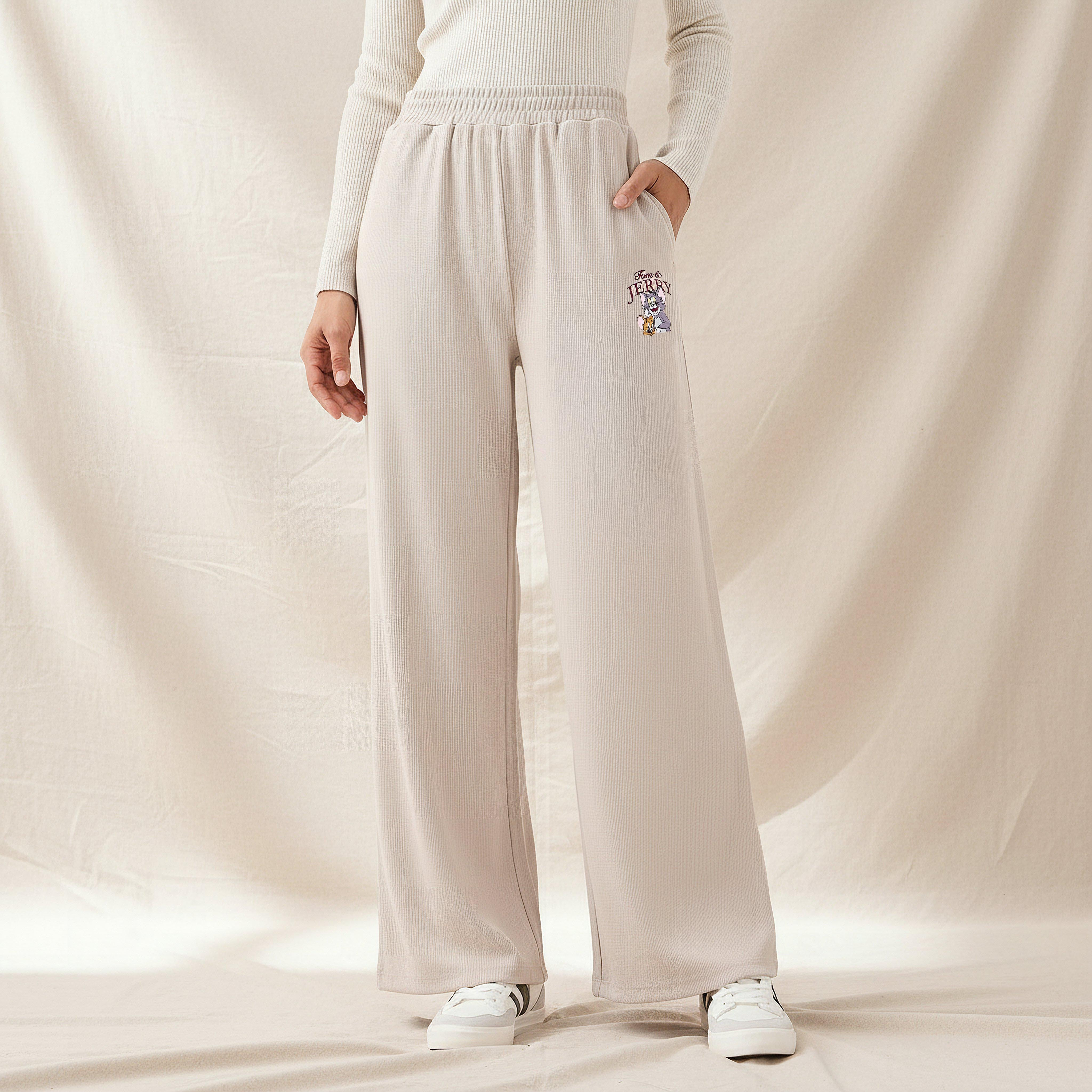 Tom and Jerry Wide Leg Comfort Waist Track Pants-women-clothing-coordsets-image-1