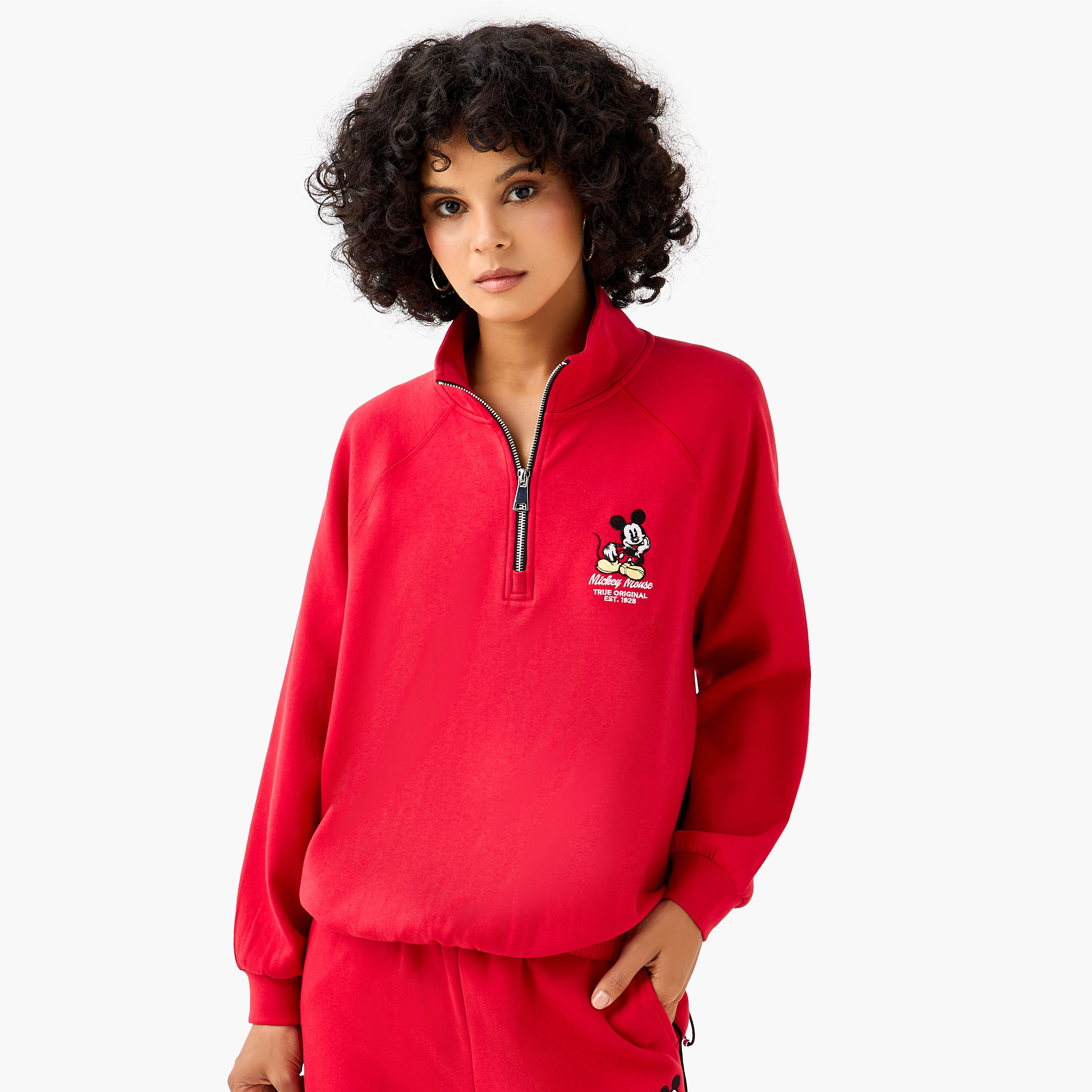 Mickey Mouse Sweatshirt with High Neck-women-clothing-coordsets-image-2