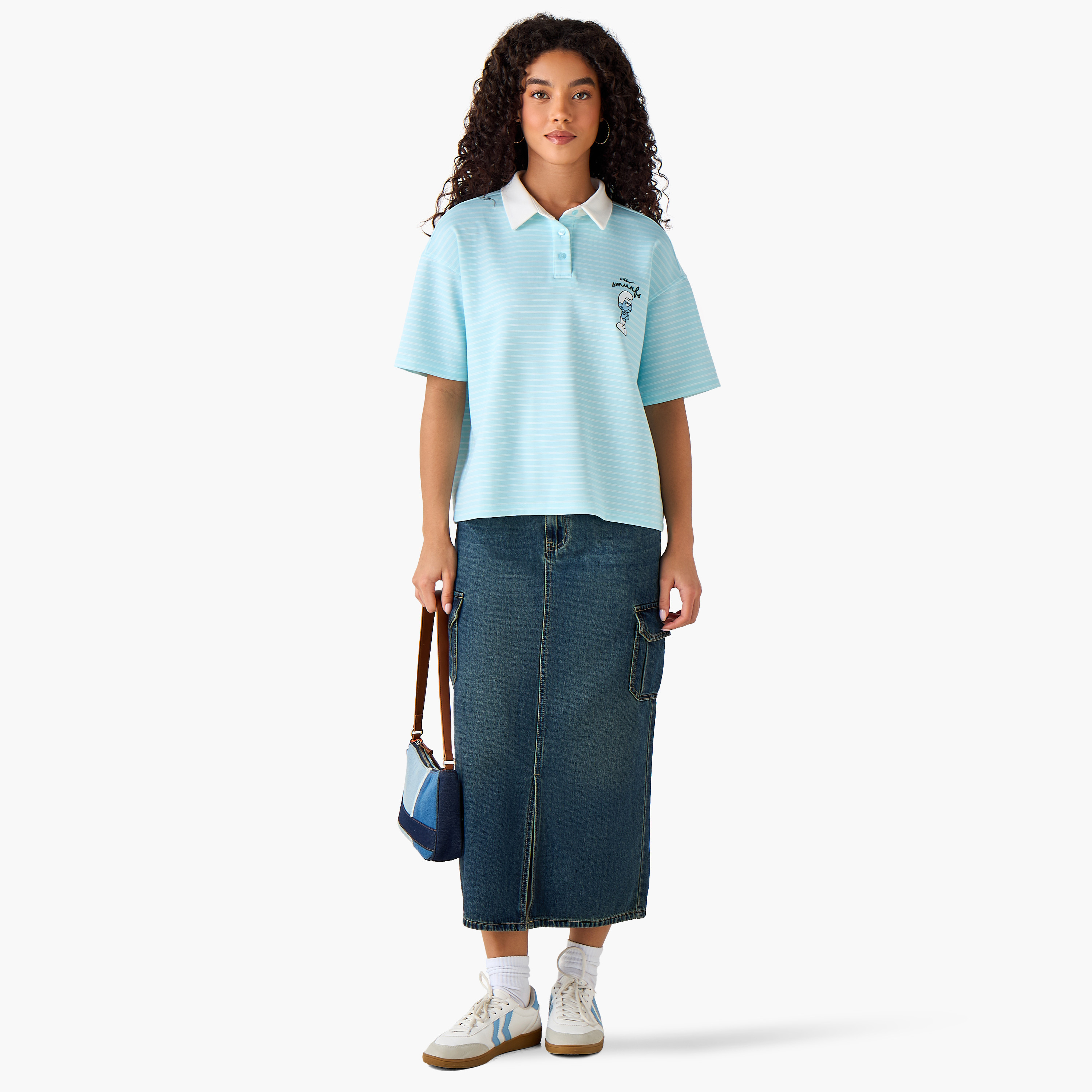 تيشيرت بولو قطني بطبعة السنافر-women-clothing-tshirts-image-3