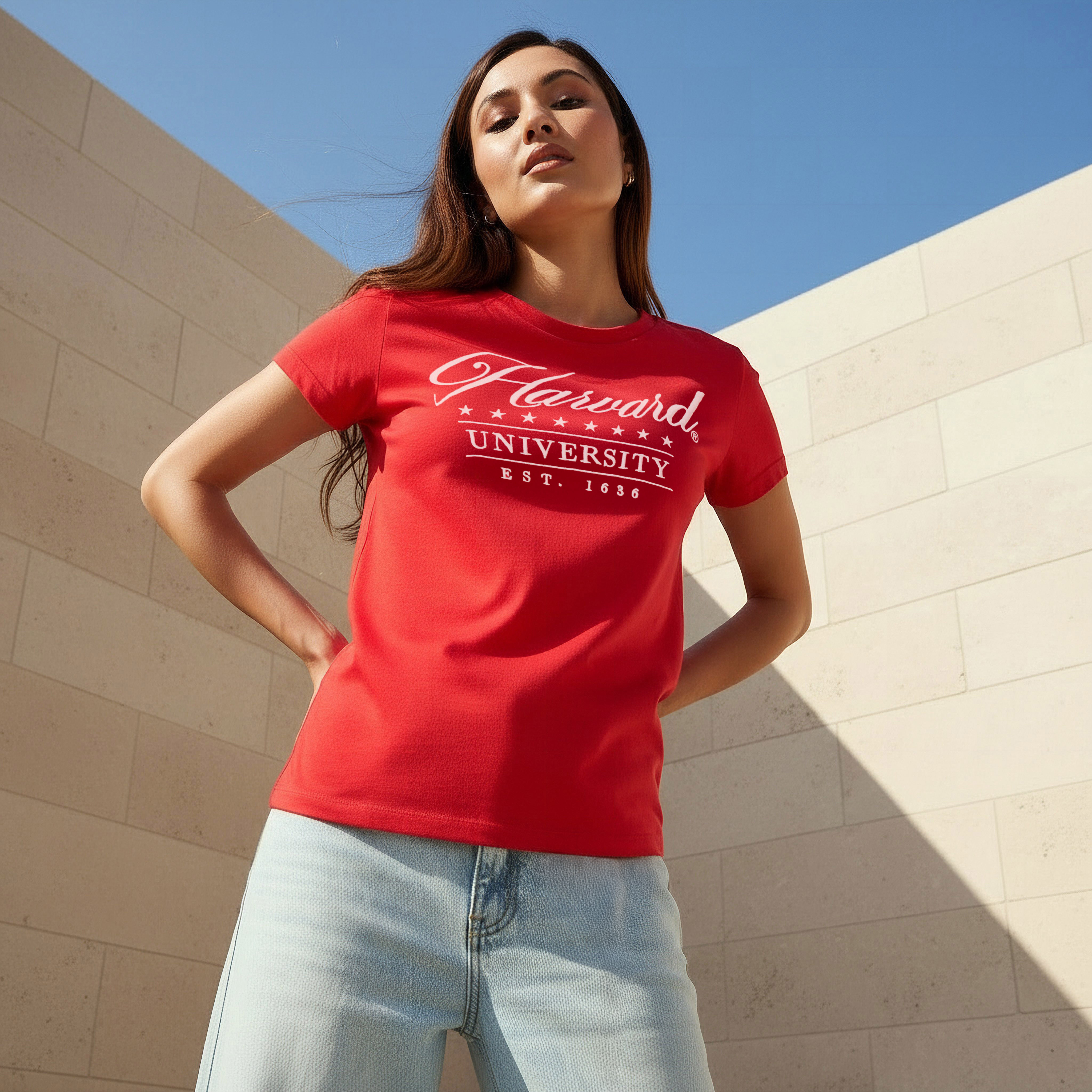 تيشيرت قطن من جامعة هارفارد-women-clothing-tshirts-image-1