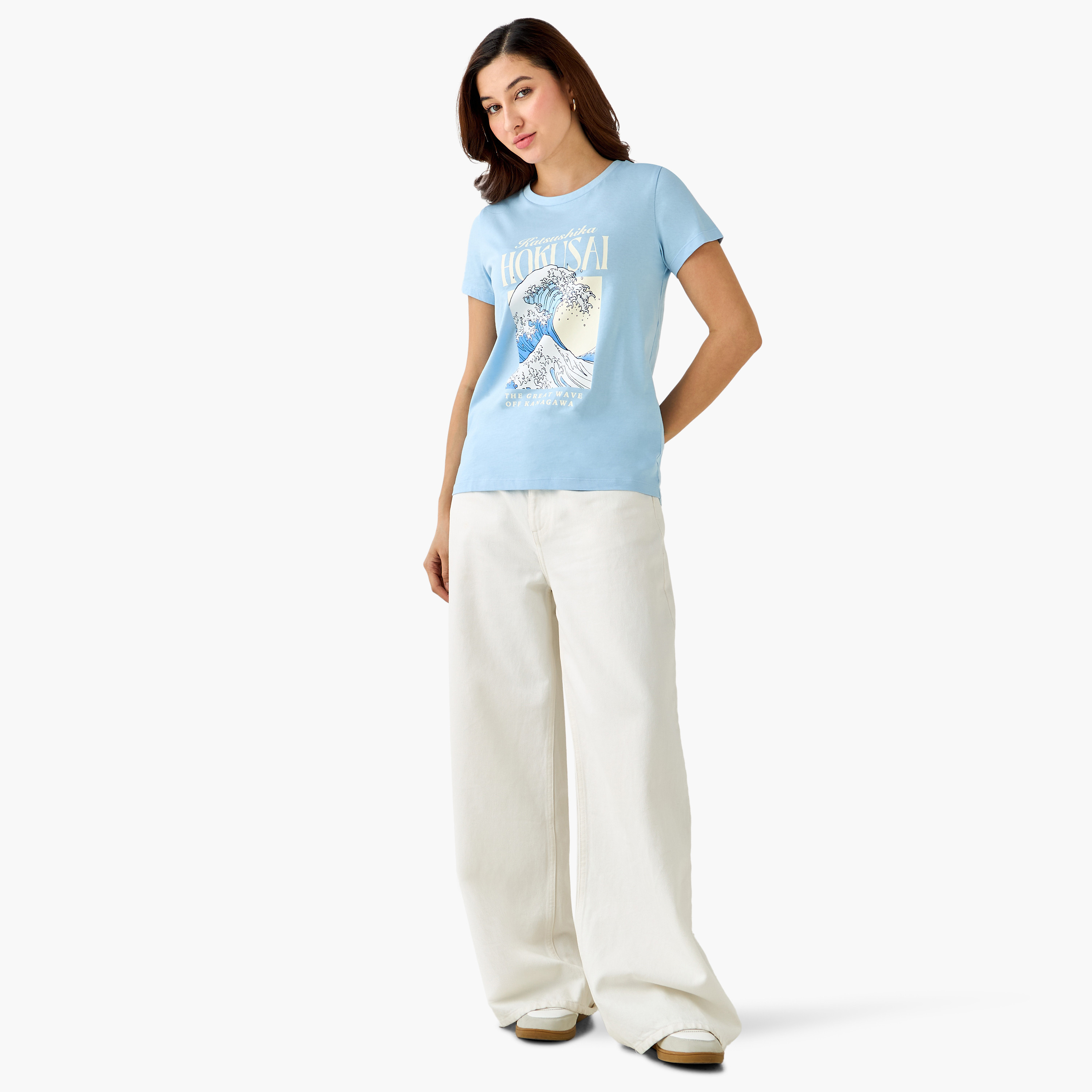Katsushika Hokusai Anime Cotton T-shirt-women-clothing-tshirts-image-3