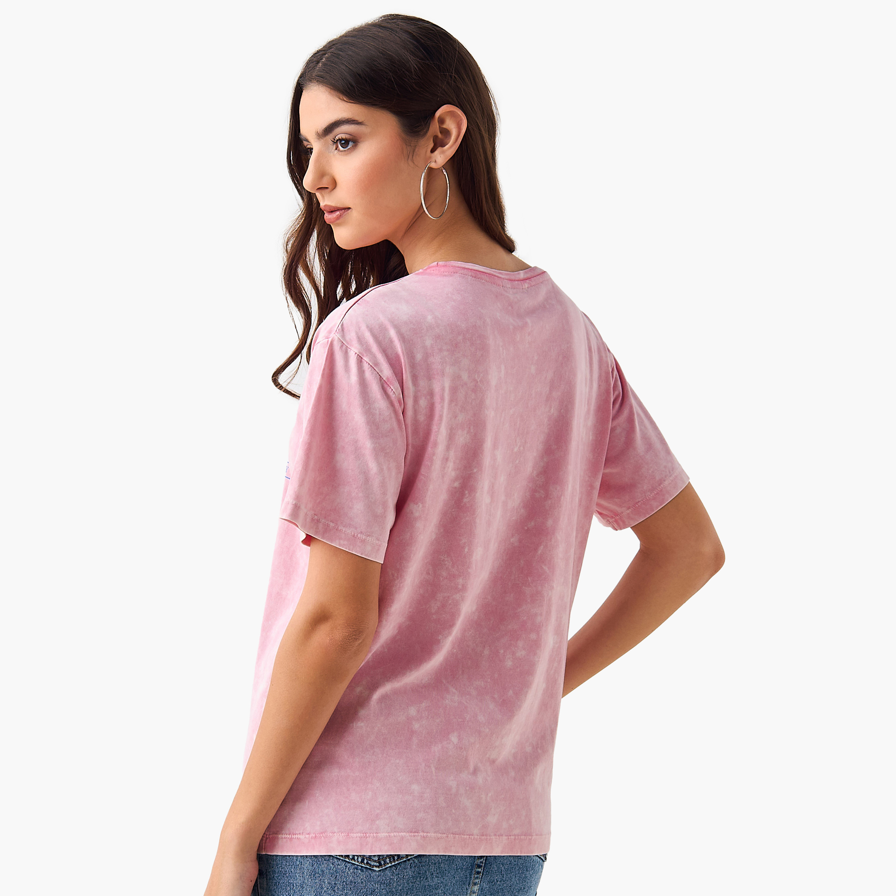 Oversized Cotton T-shirt with Mickey Mouse Print-women-clothing-tshirts-image-4