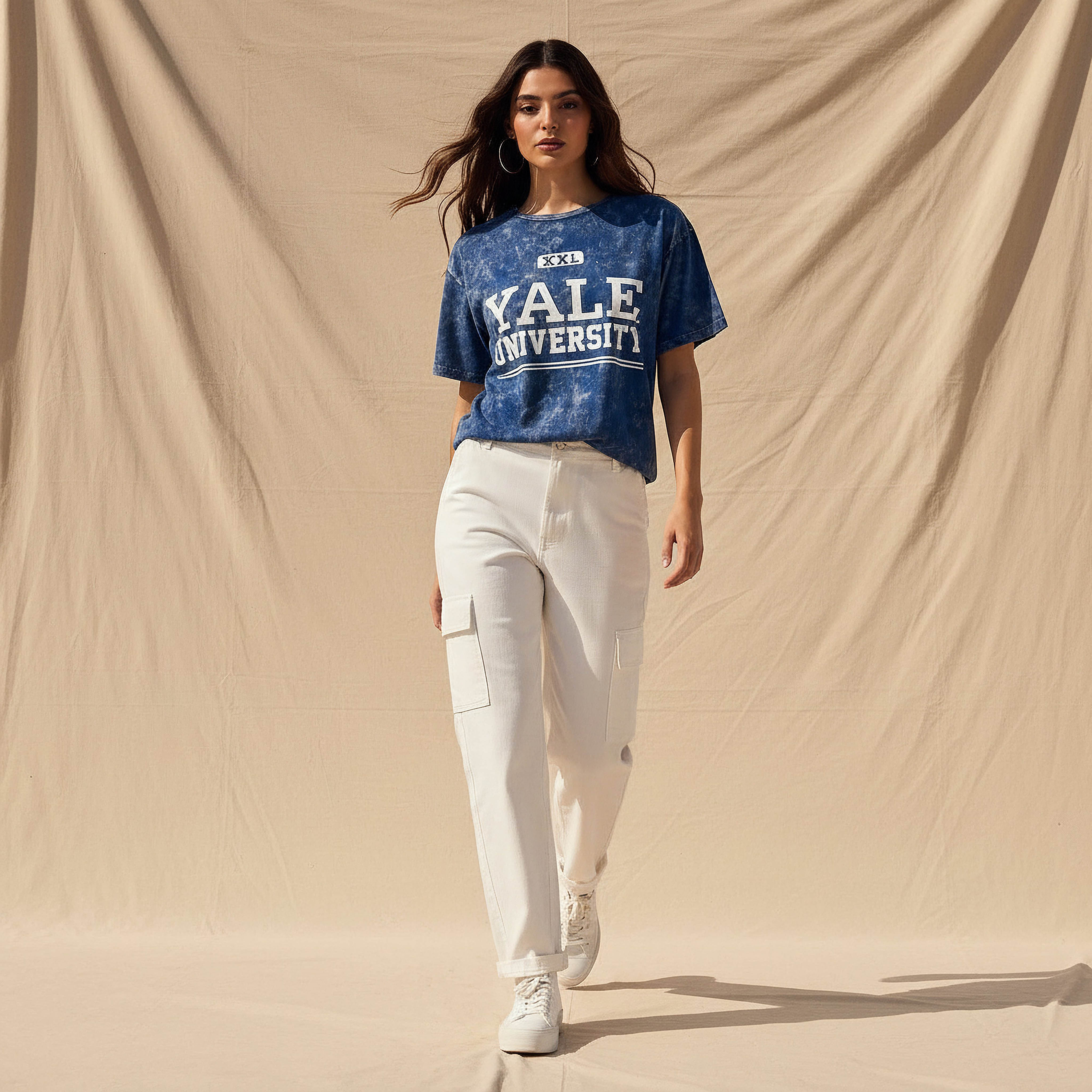Oversized Cotton T-shirt with Yale University Print-women-clothing-tshirts-image-2