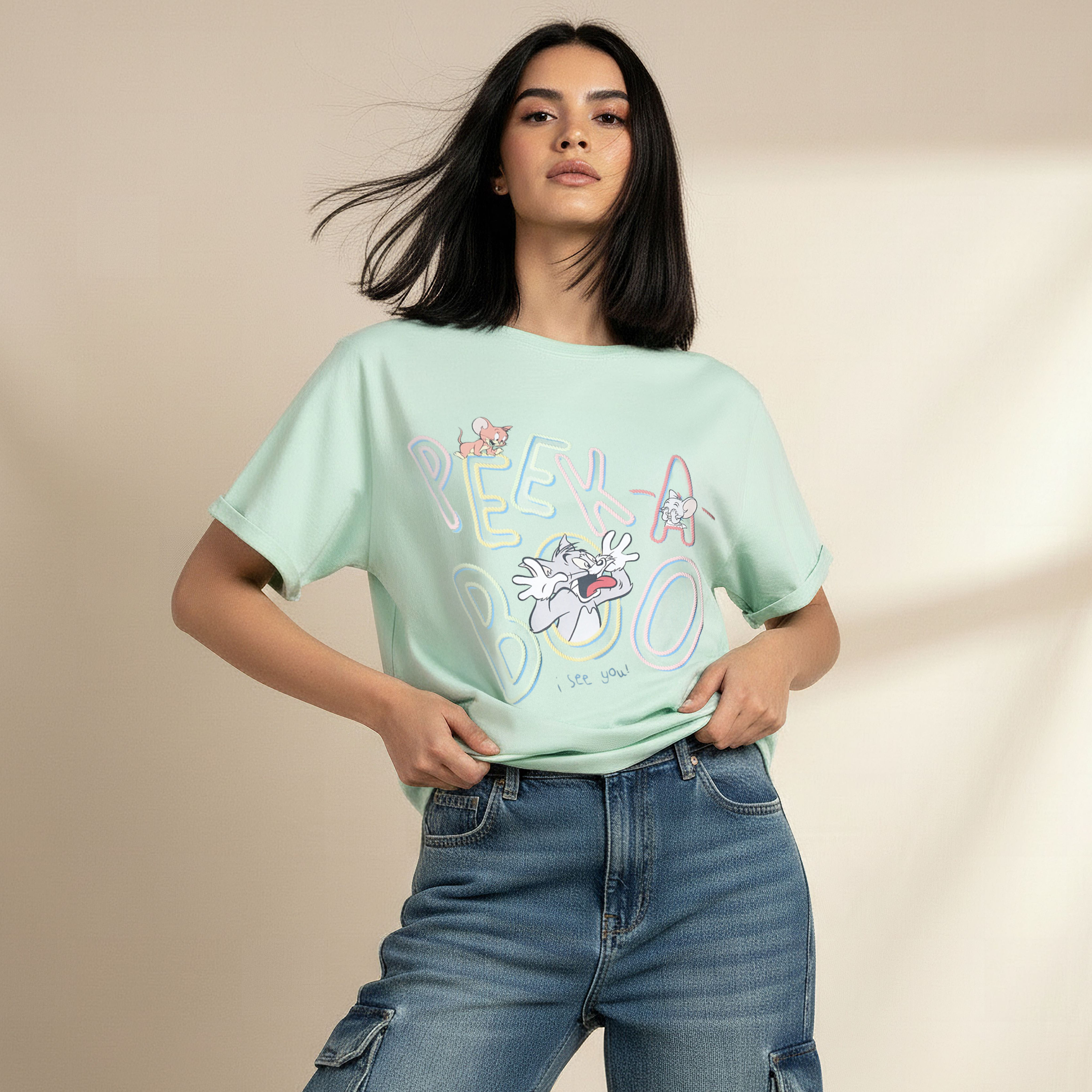 T-shirt with Tom and Jerry Print-women-clothing-tshirts-image-1