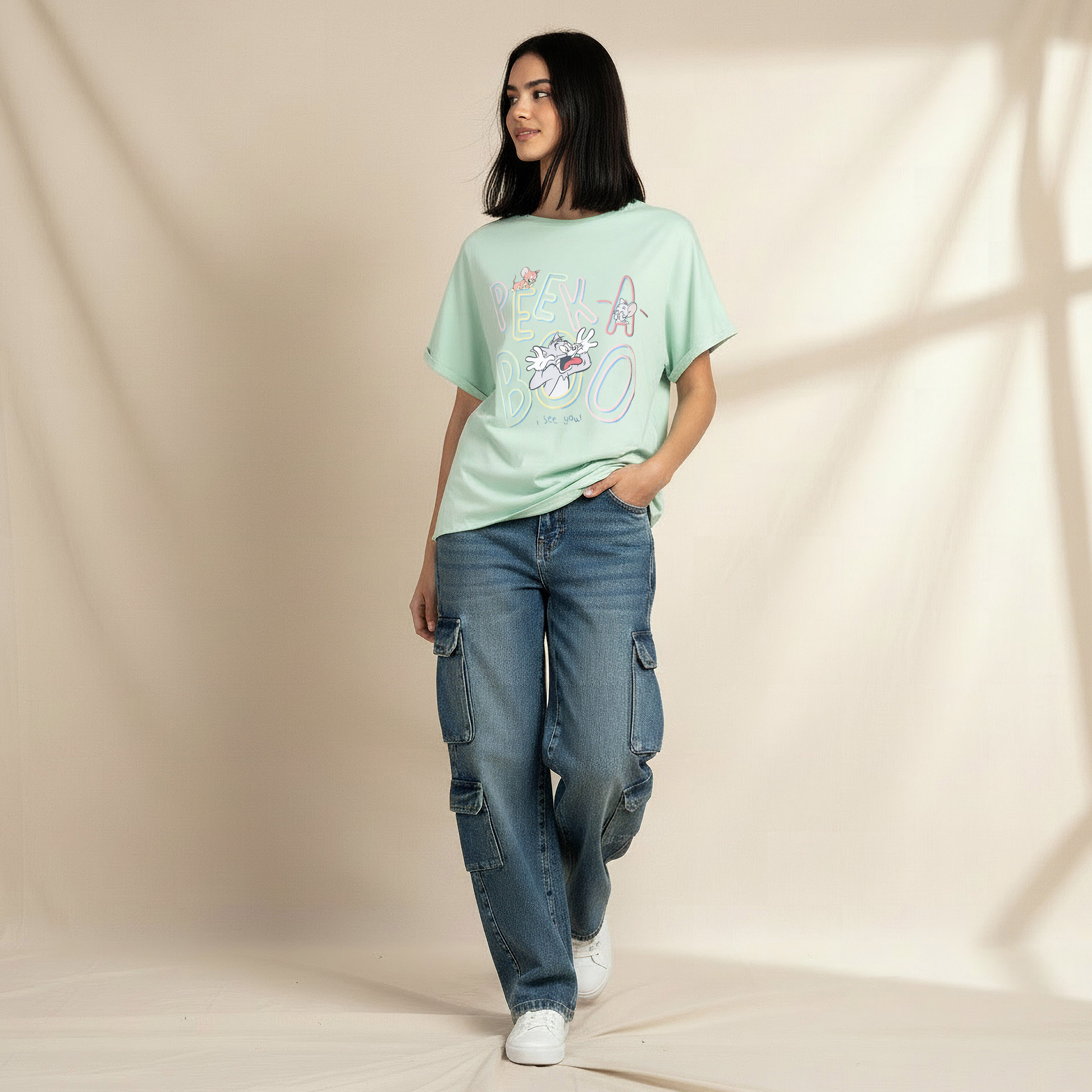 T-shirt with Tom and Jerry Print-women-clothing-tshirts-image-5