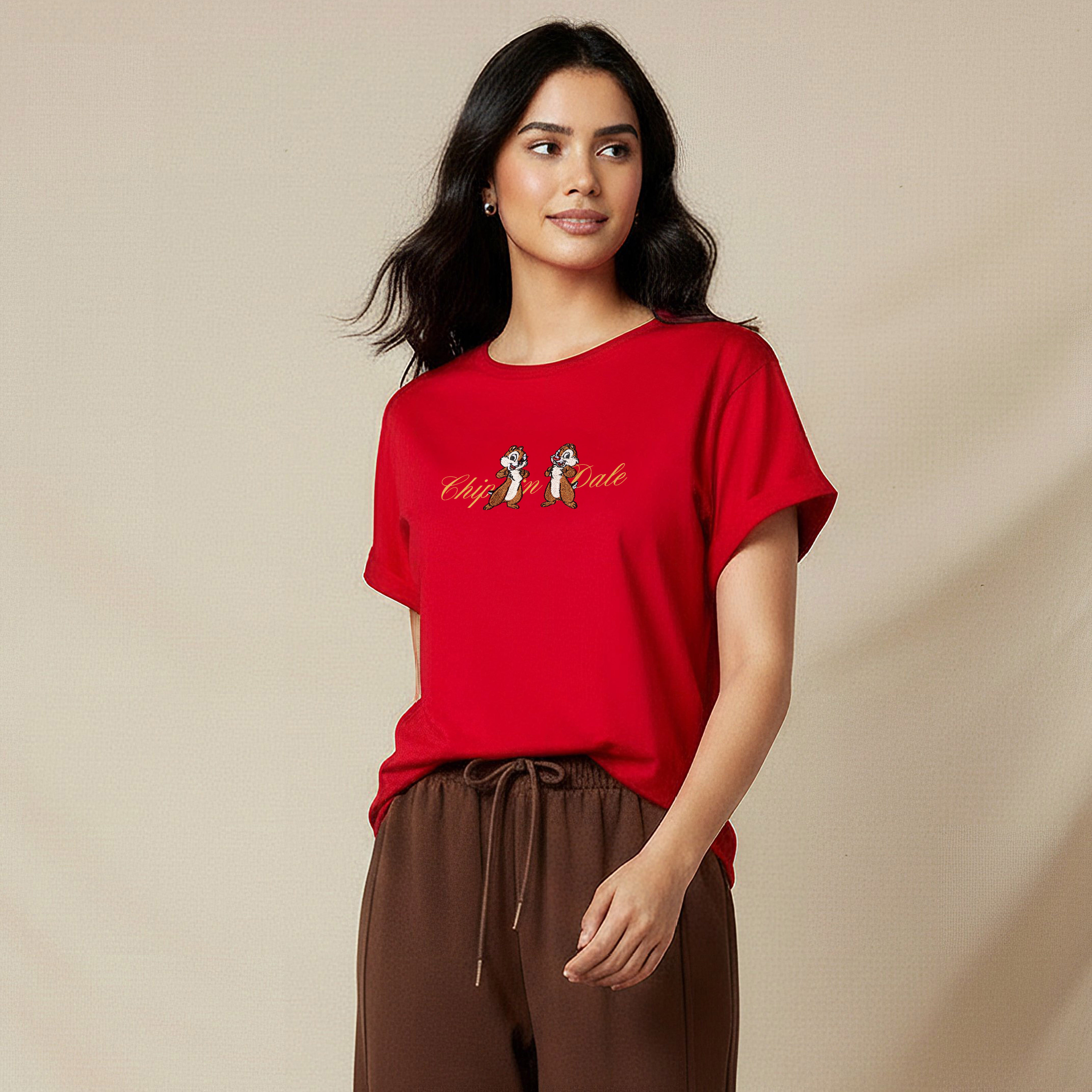T-shirt with Chip 'n' Dale Embroidery-women-clothing-tshirts-image-1