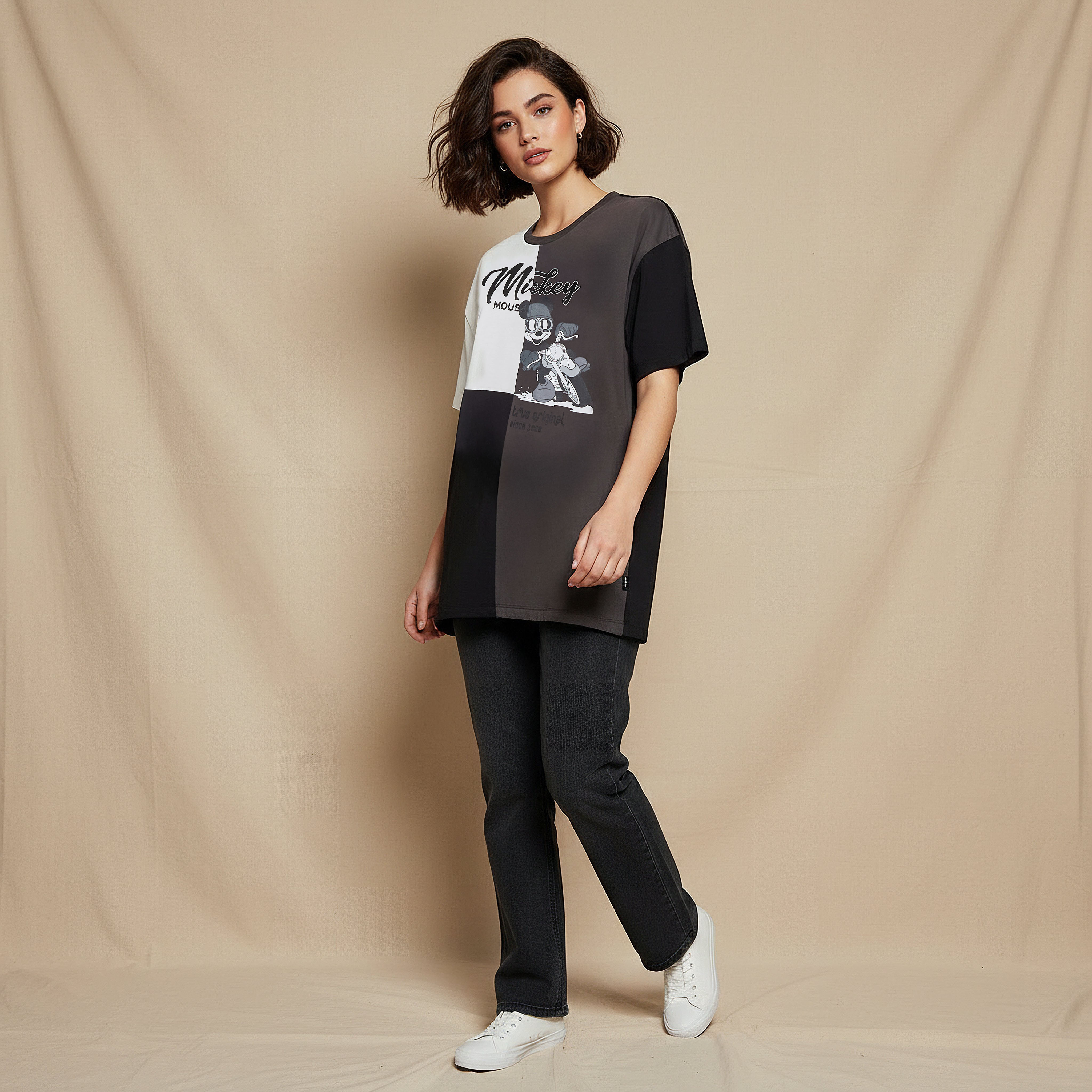 Mickey Mouse Print Loose Fit T-shirt-women-clothing-tshirts-image-3