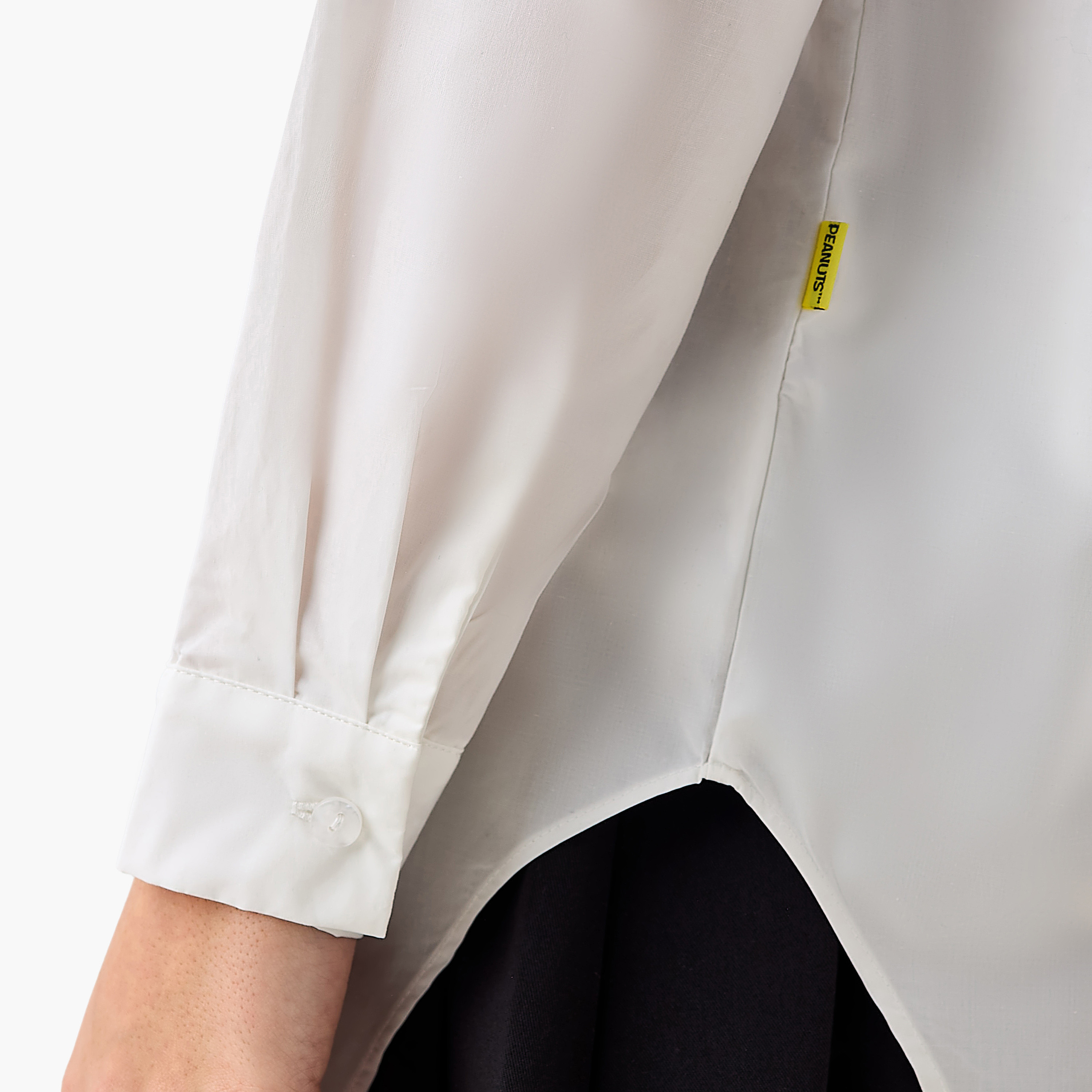 Snoopy Cotton Shirt with High-Low Hem-women-clothing-shirtsandblouses-shirts-image-5
