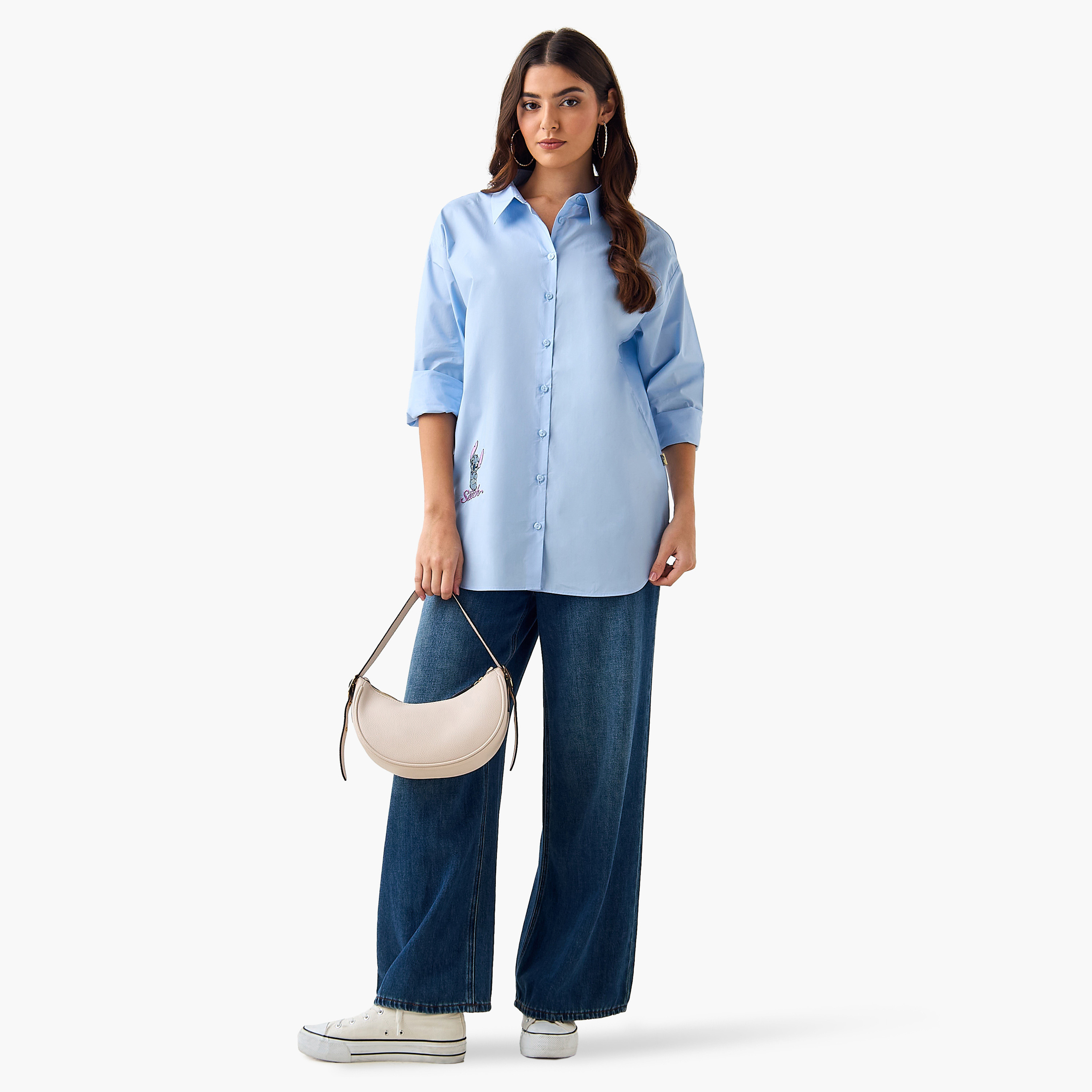 Lilo and Stitch Cotton Shirt with High-Low Hem-women-clothing-shirtsandblouses-shirts-image-3