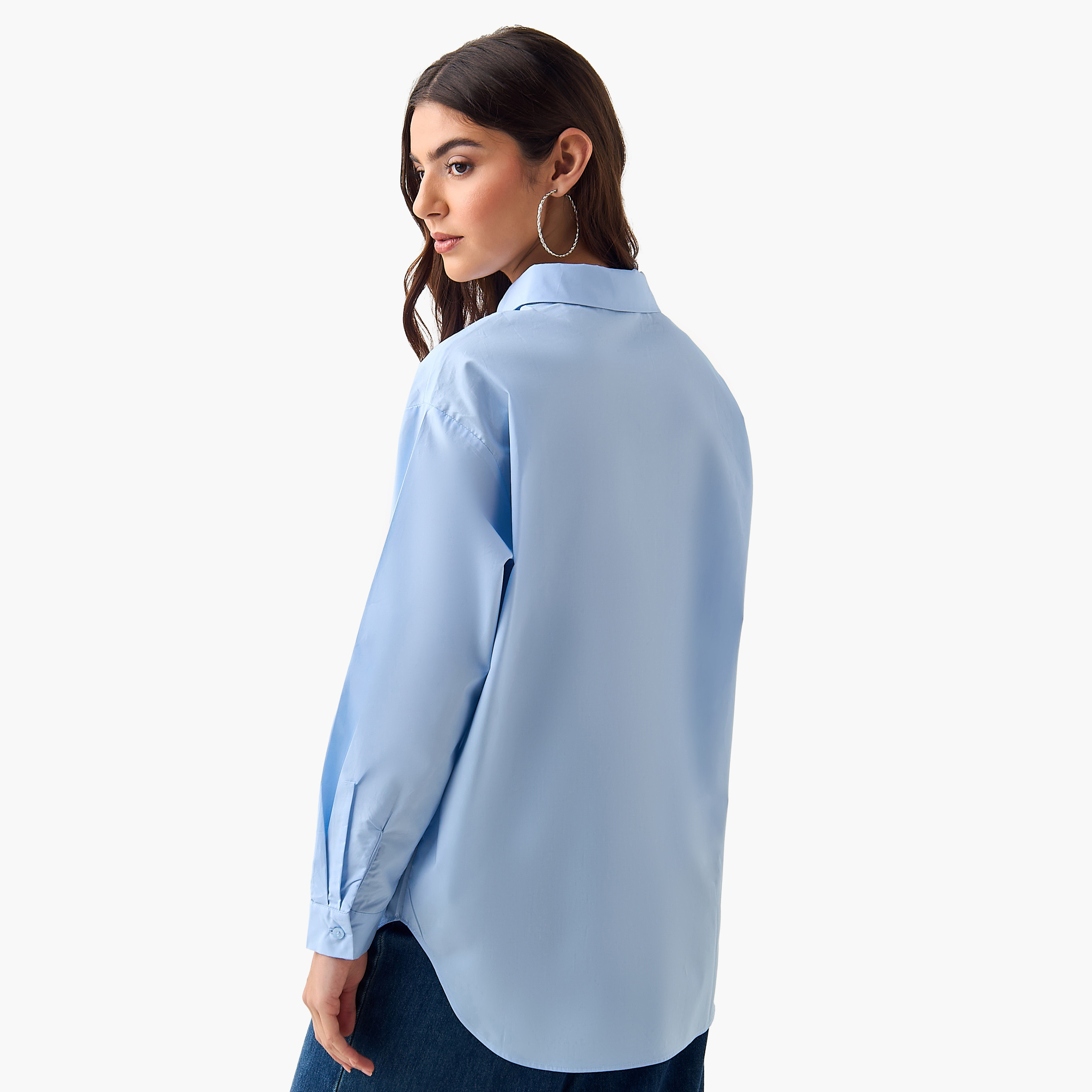 Lilo and Stitch Cotton Shirt with High-Low Hem-women-clothing-shirtsandblouses-shirts-image-4