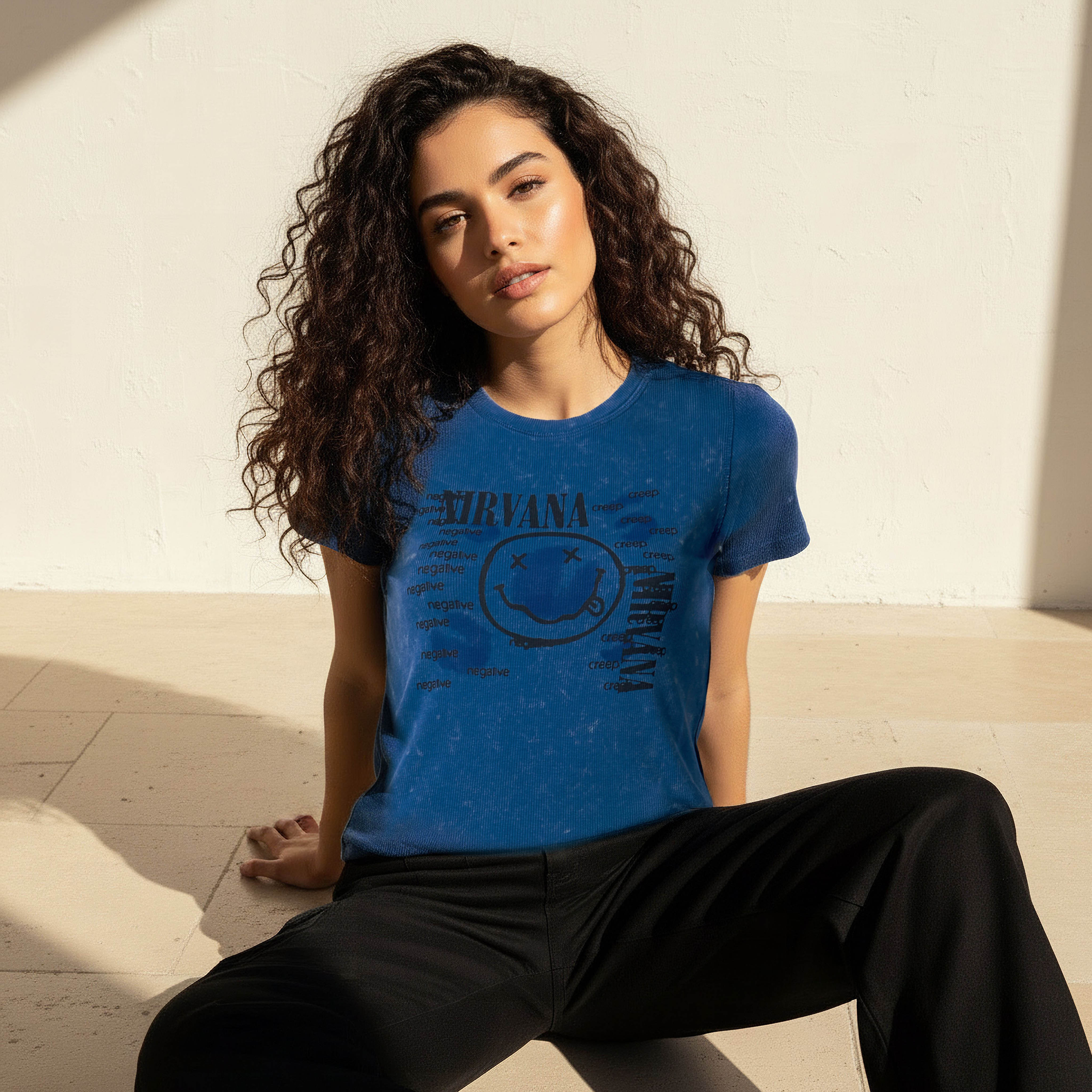 Cotton T-shirt with Nirvana Print-women-clothing-tshirts-image-1