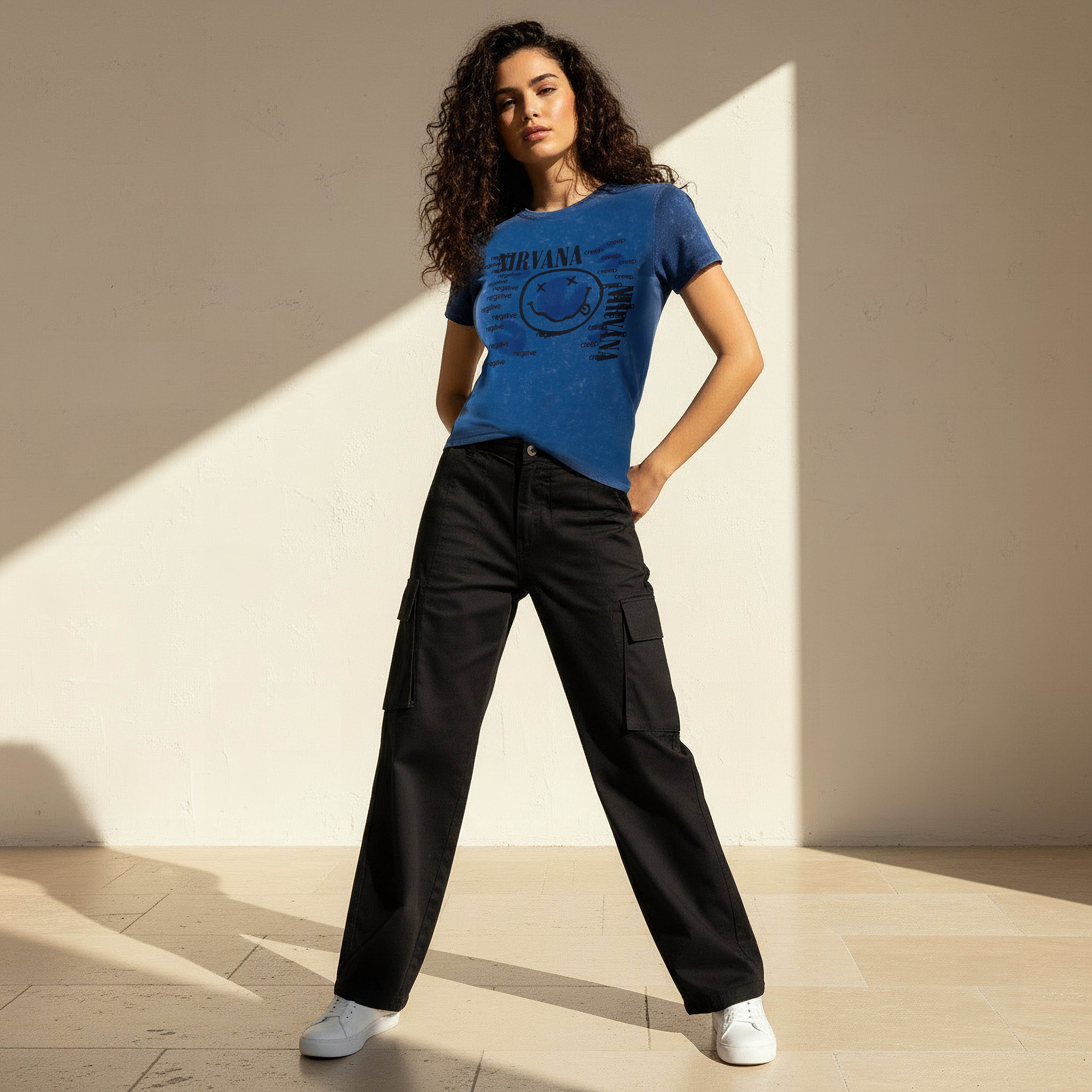 Cotton T-shirt with Nirvana Print-women-clothing-tshirts-image-3