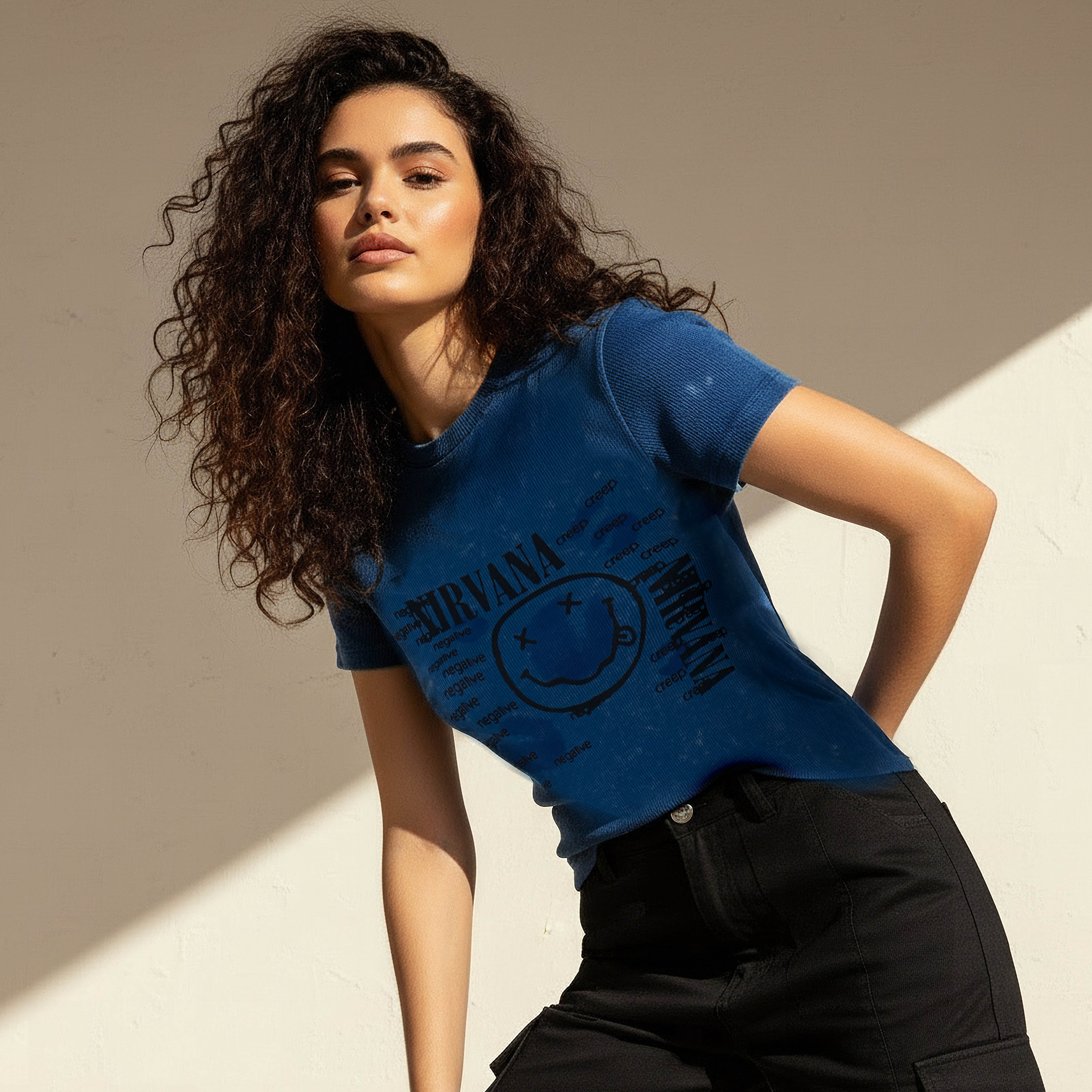 Cotton T-shirt with Nirvana Print-women-clothing-tshirts-image-5