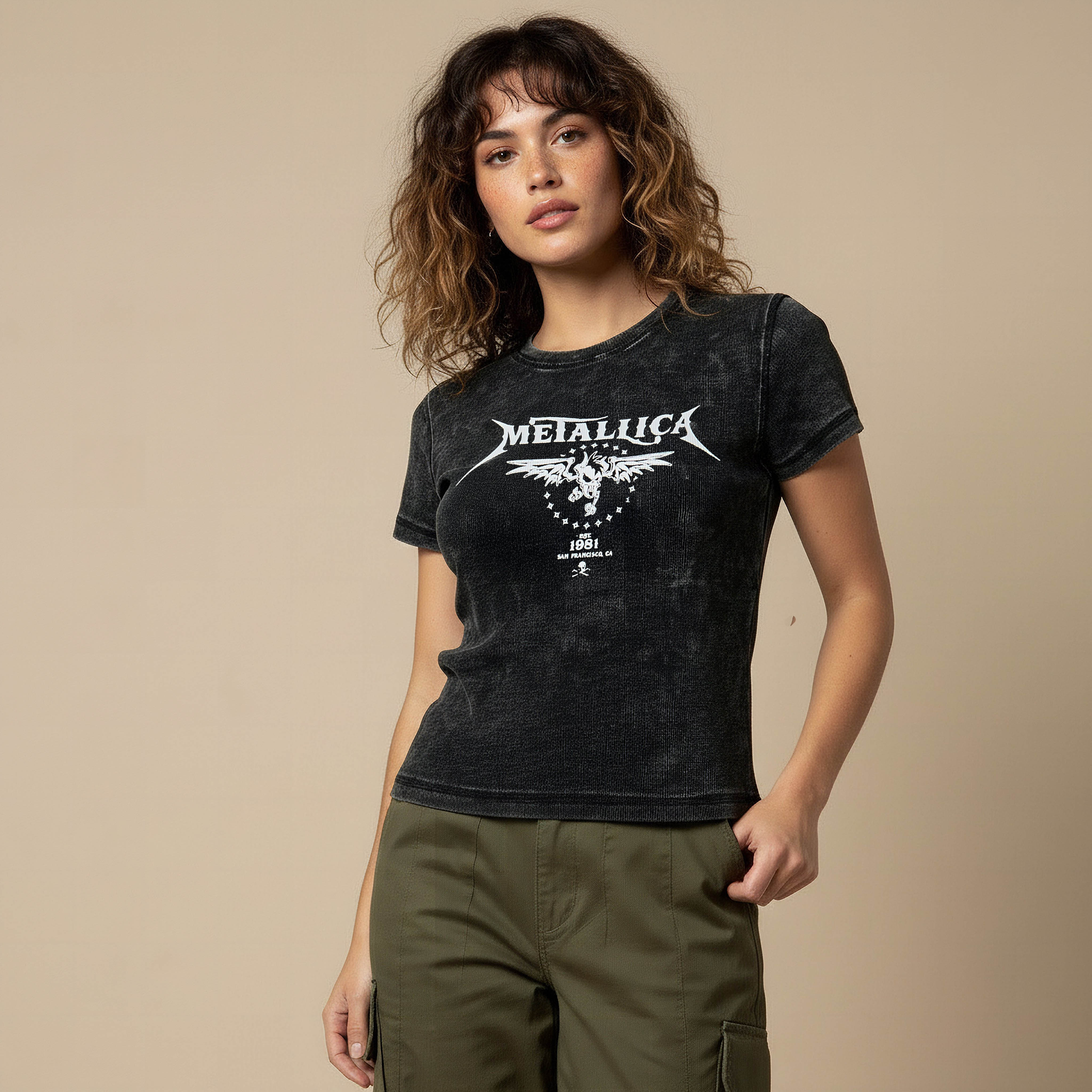 Cotton T-shirt with Metallica Print-women-clothing-tshirts-image-1