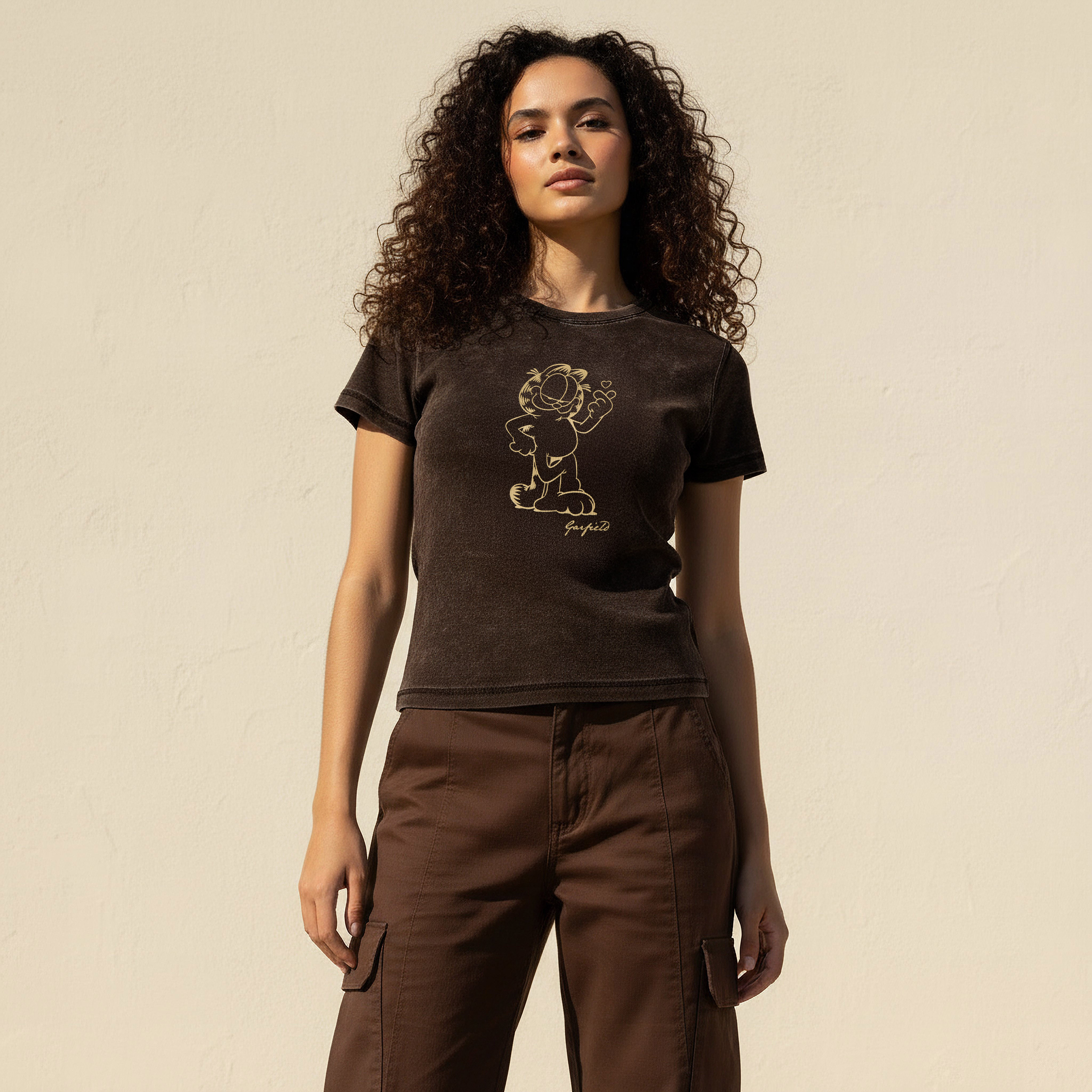 Cotton T-shirt with Garfield Print-women-clothing-tshirts-image-5