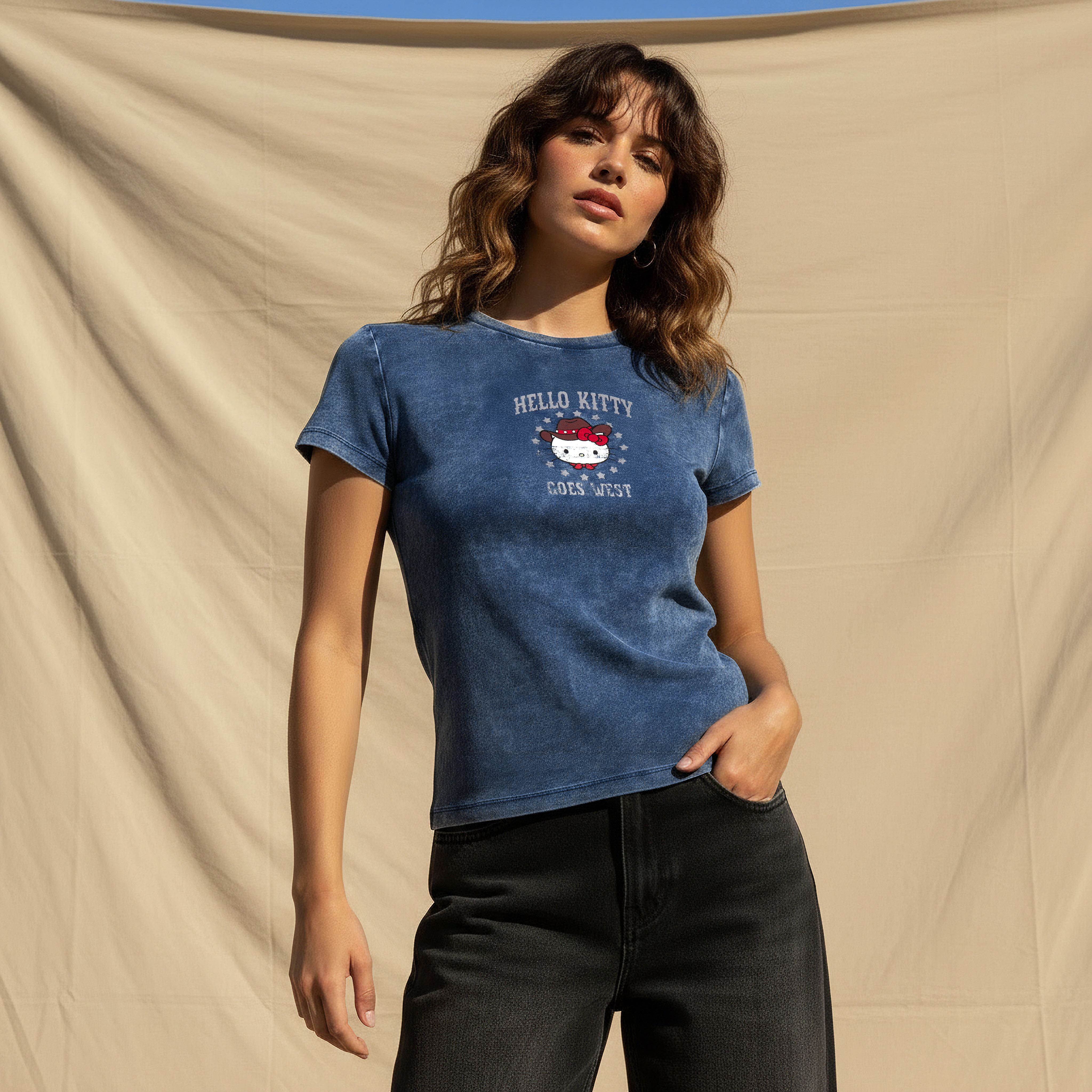 Slim Fit T-shirt with Hello Kitty Print-women-clothing-tshirts-image-1