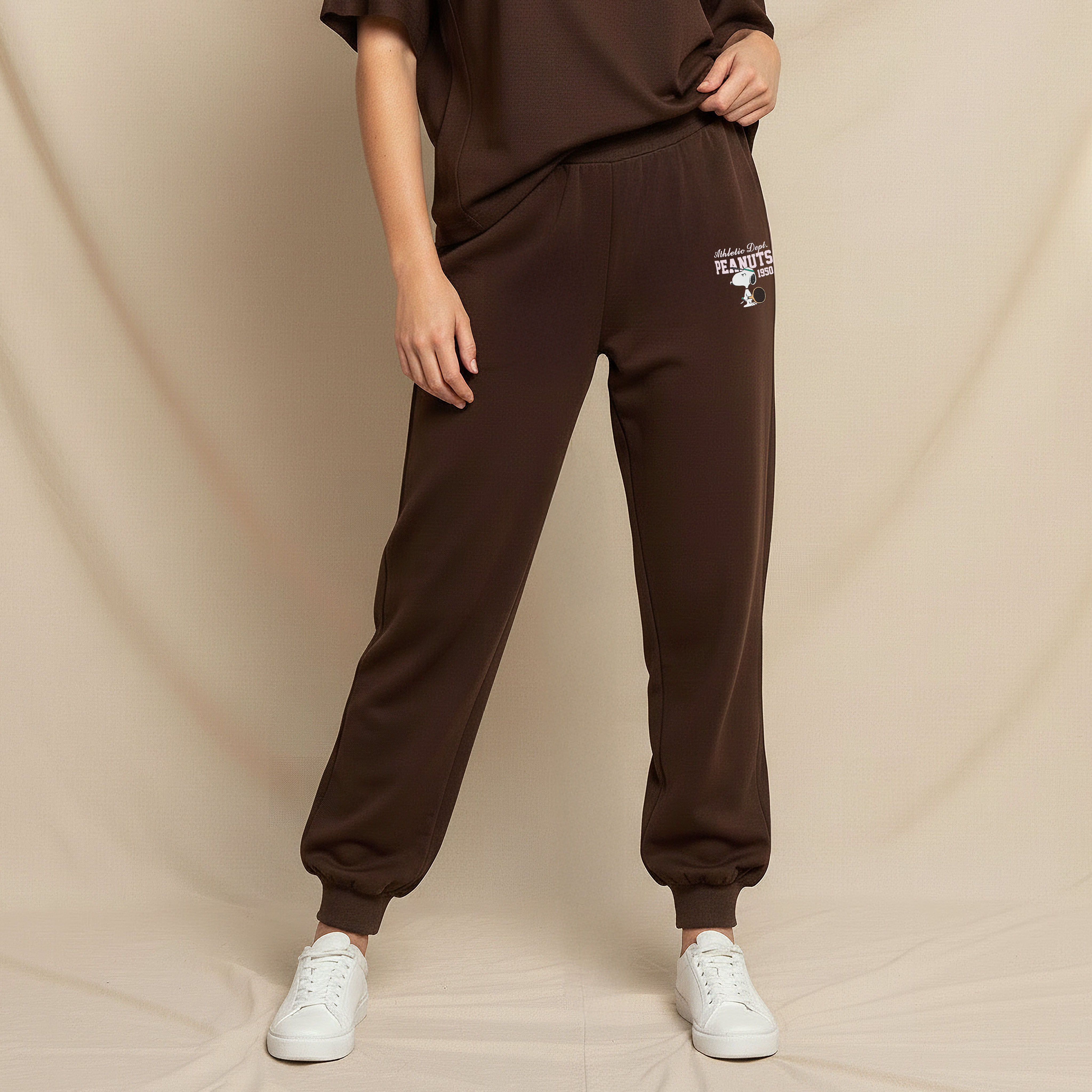 Mid-Rise Joggers with Peanuts Print-women-clothing-bottoms-joggers-image-1