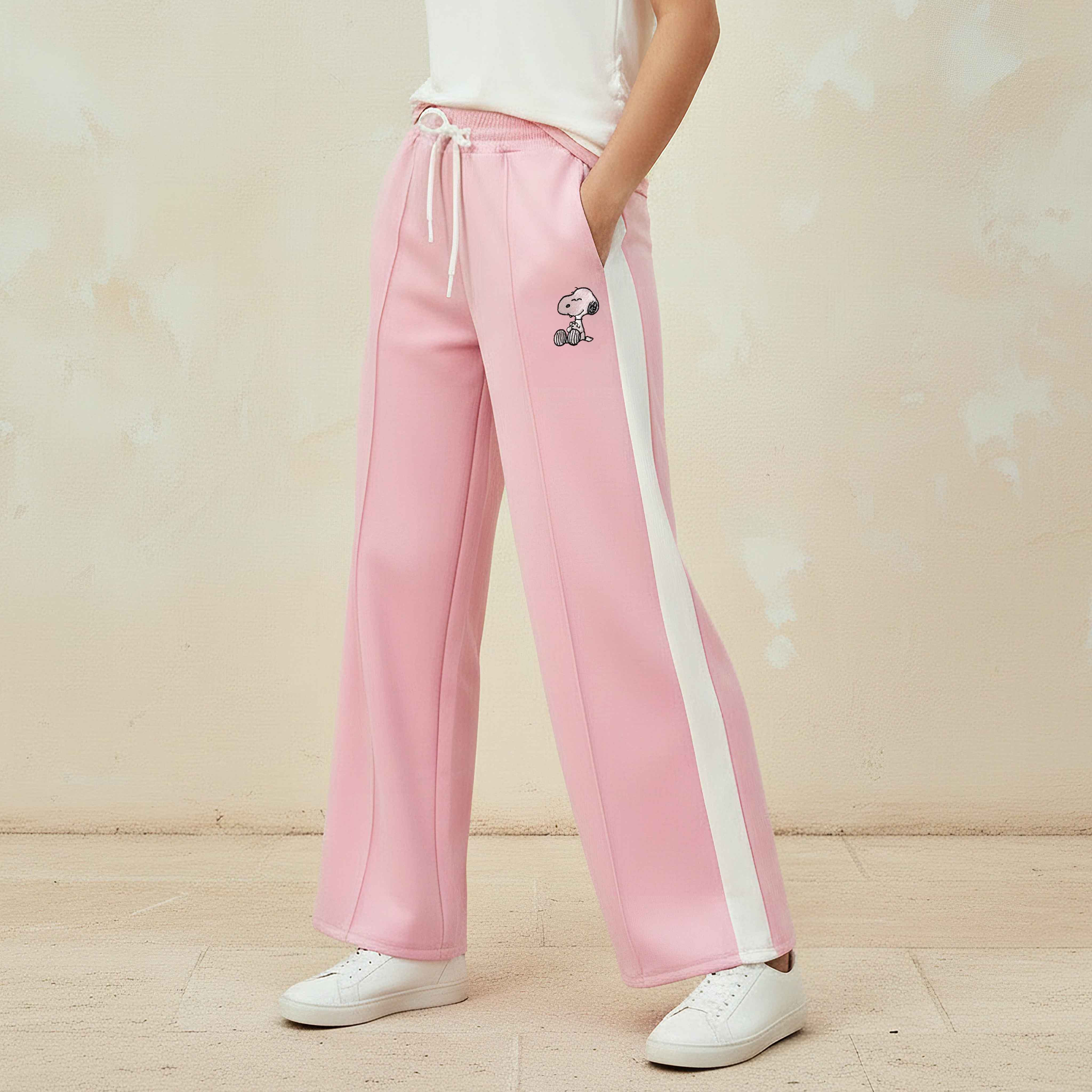 بنطلون رياضي واسع بخصر متوسط الارتفاع-women-clothing-bottoms-joggers-image-4