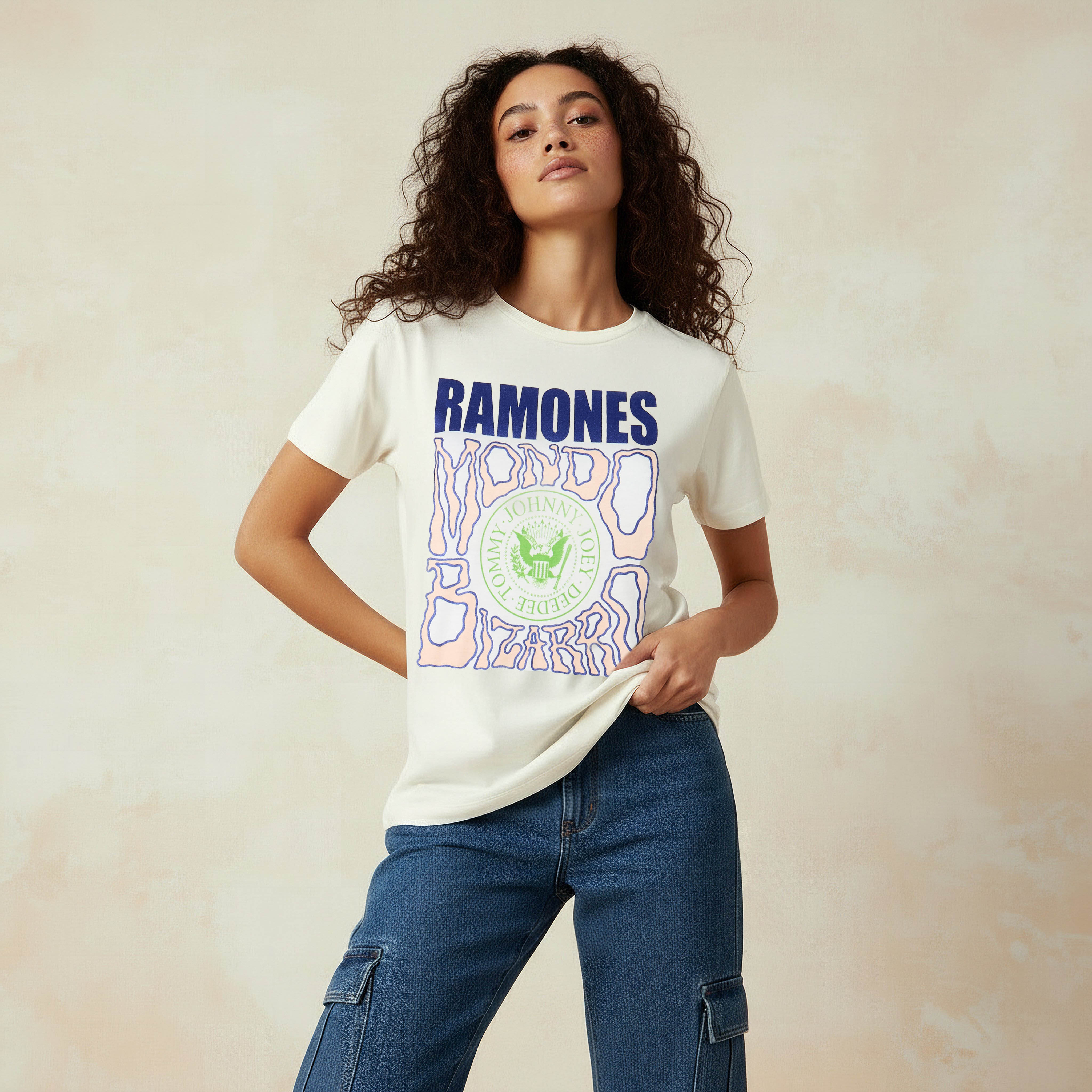 Cotton T-shirt with Ramones Print-women-clothing-tshirts-image-1