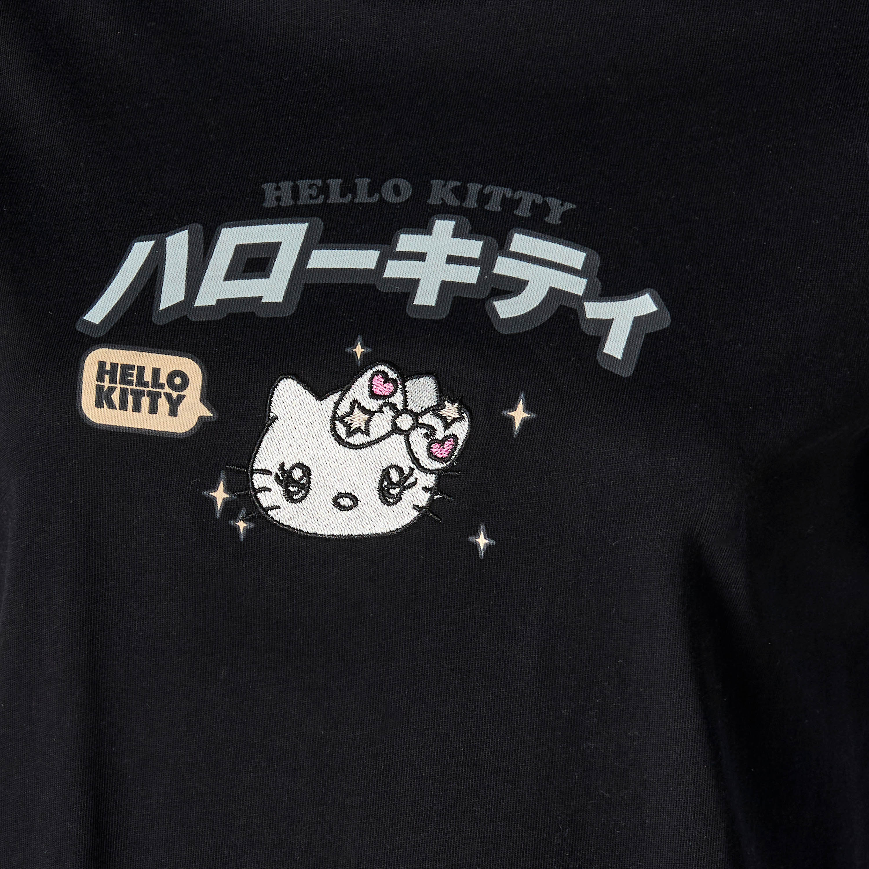Cotton T-shirt with Hello Kitty Embroidery-women-clothing-tshirts-image-2