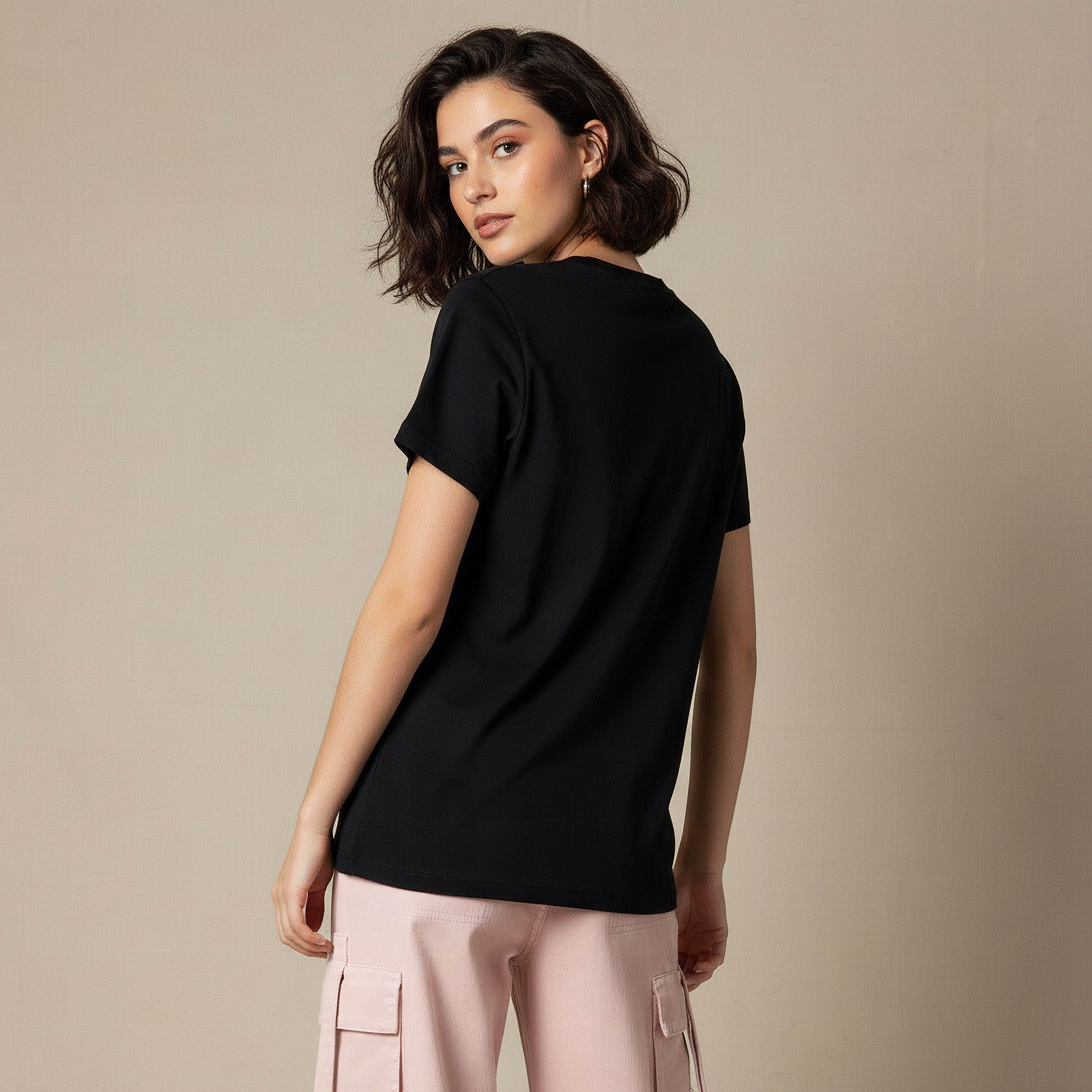 Cotton T-shirt with Hello Kitty Embroidery-women-clothing-tshirts-image-4